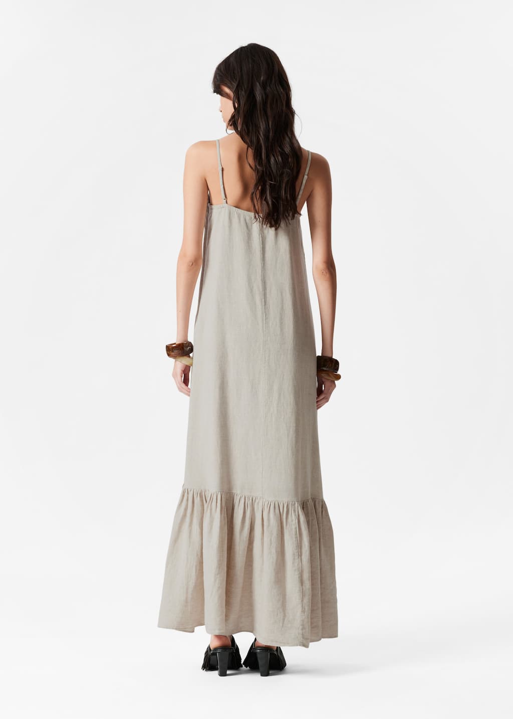Image of Leinen-Maxikleid mit schmalen Trägern