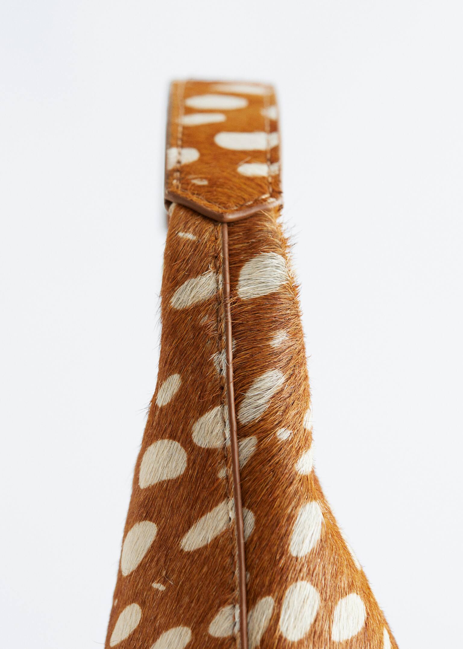 Tactile Leather Shoulder Bag - Dark Beige Deer Print - 4