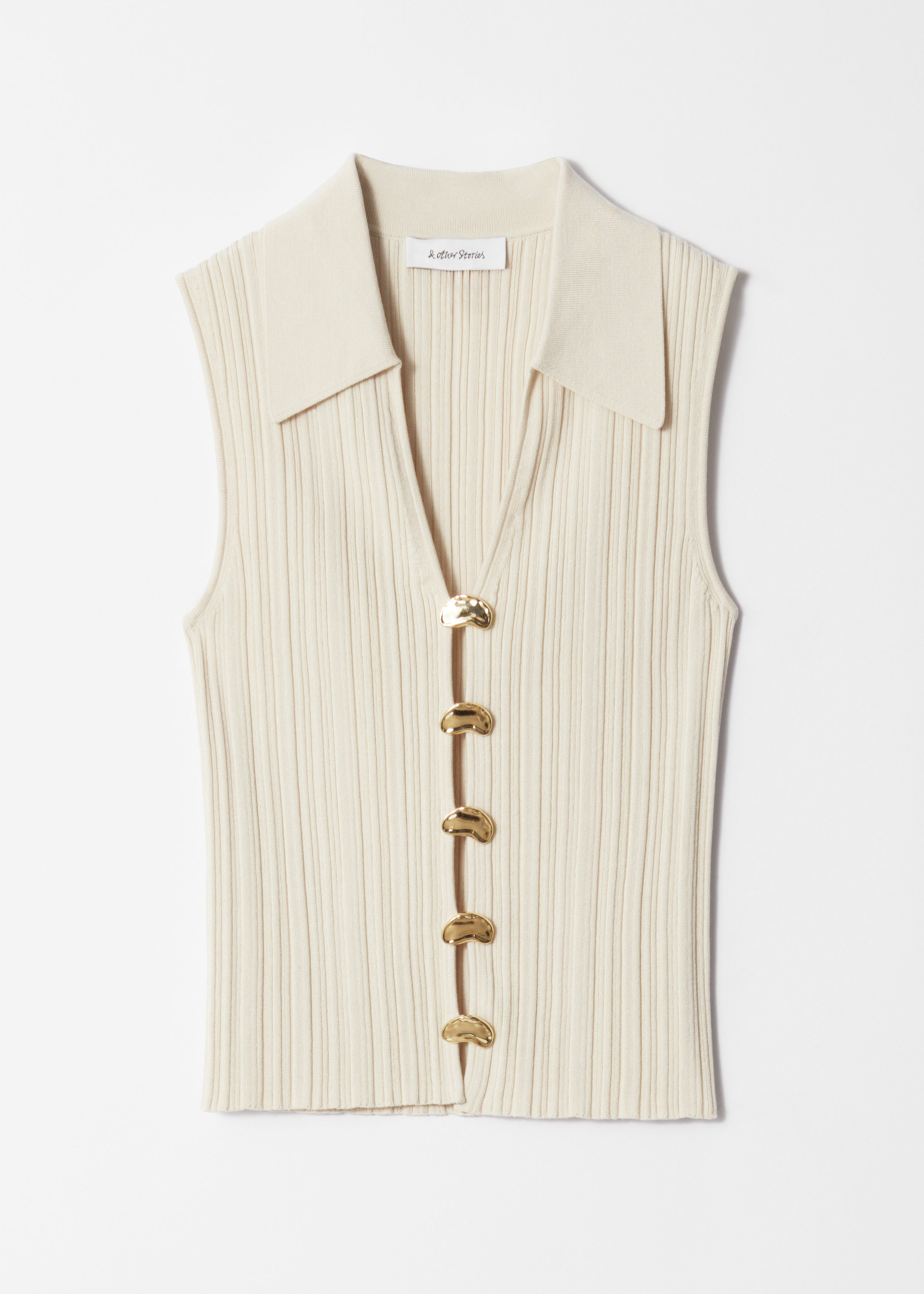 Rib-Knit Collar Tank Top