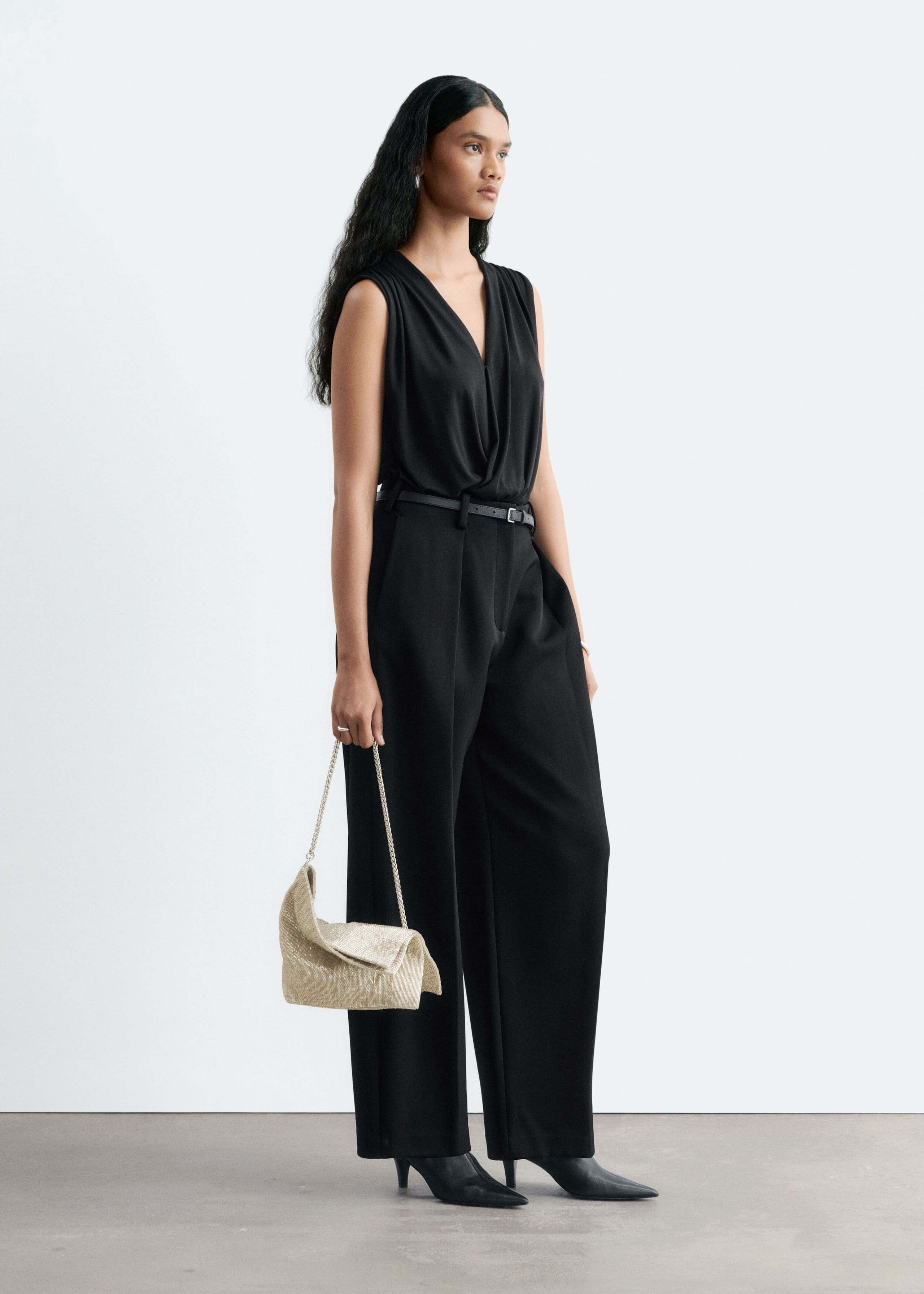 Draped Jersey Bodysuit Black