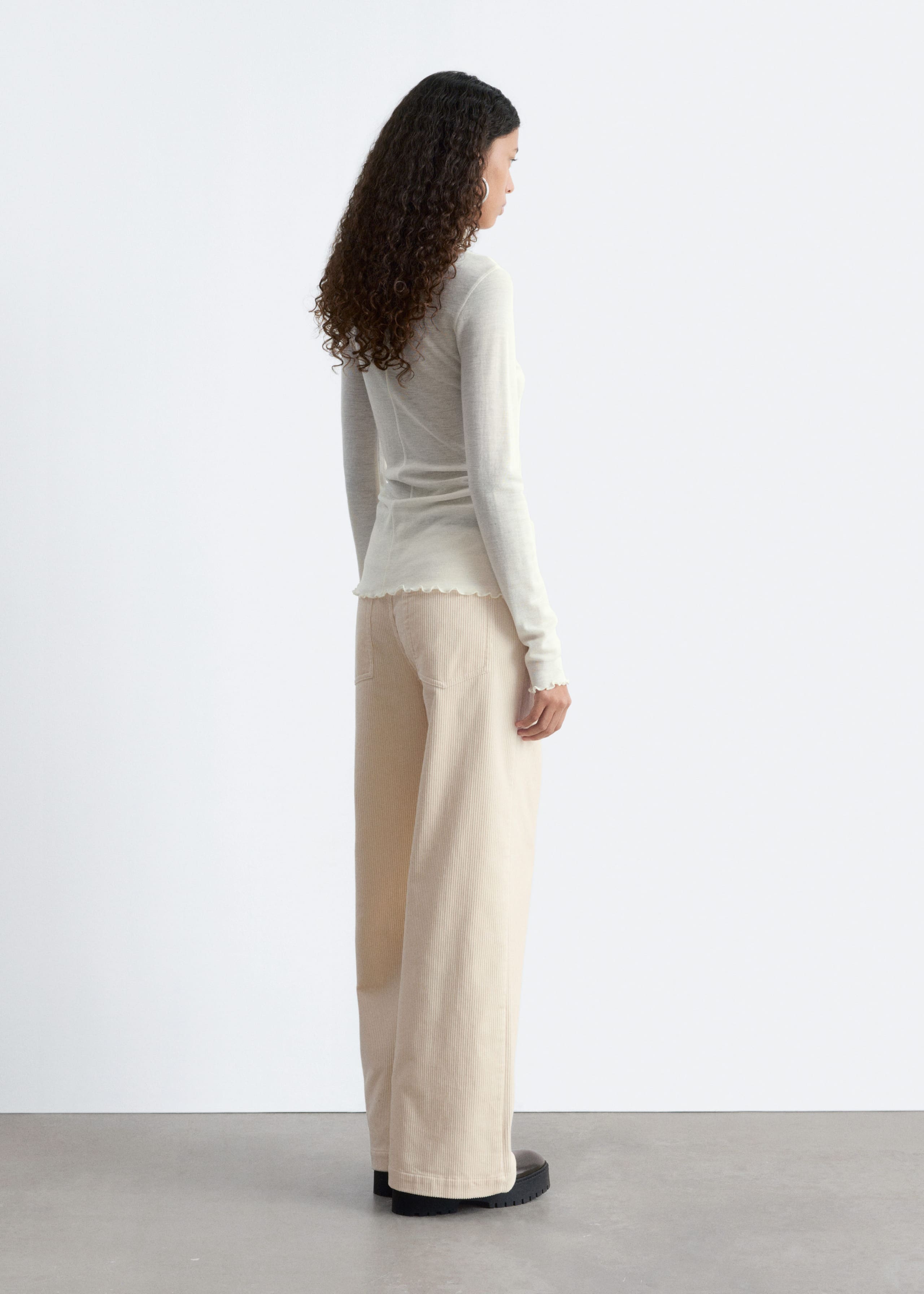 Image of Scalloped Mock-Neck Top