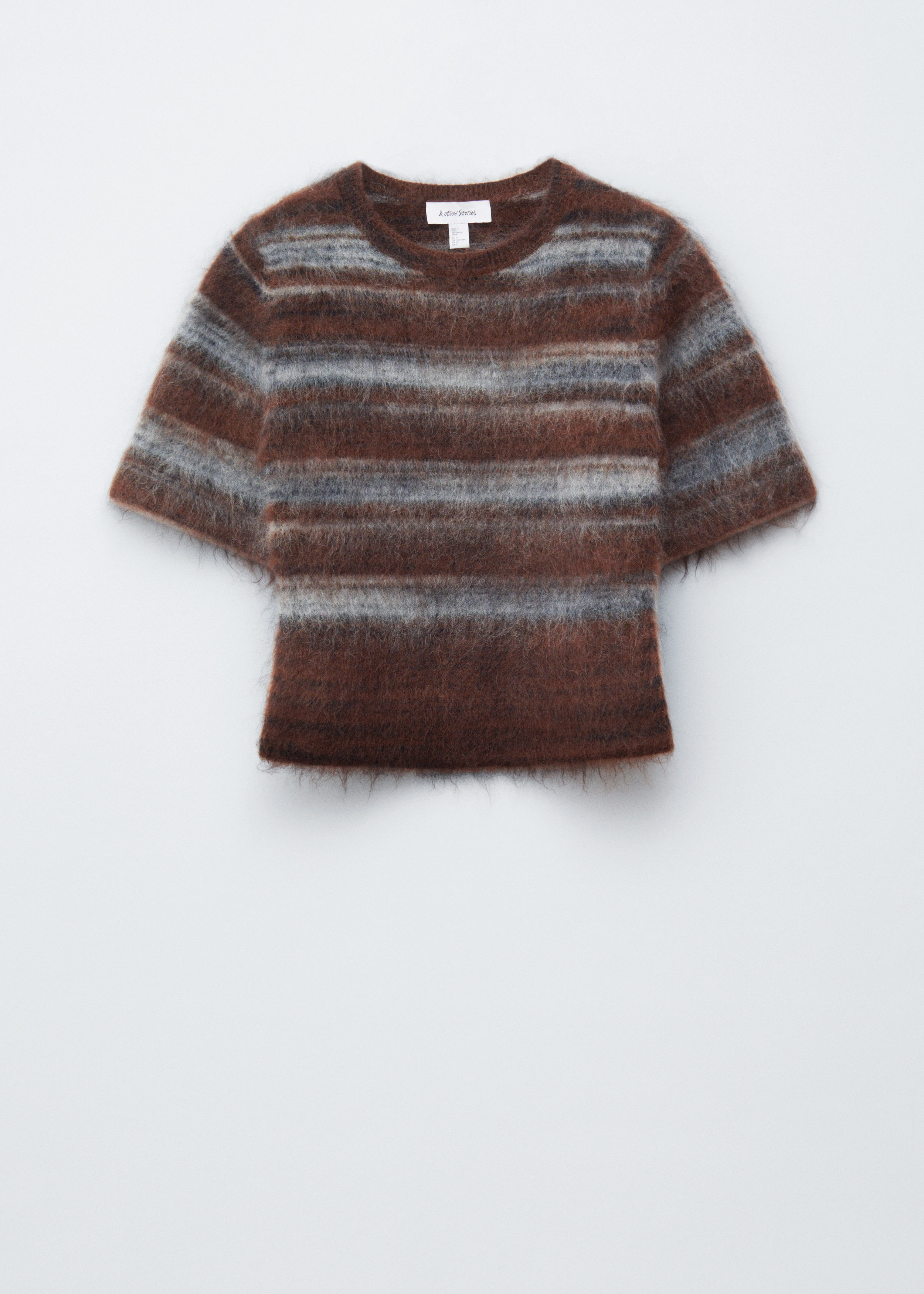 Brushed-Knit T-Shirt - Brown/Blue Stripes - & Other Stories US