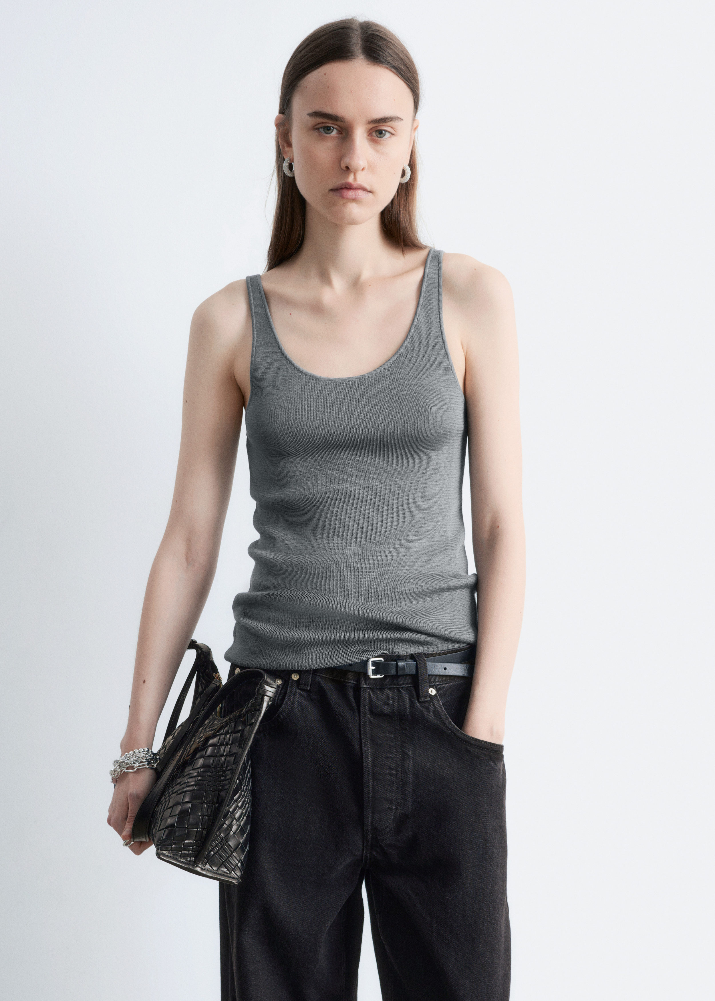Scoop-Neck Tank Top - Dark Grey - Tops - & Other Stories US