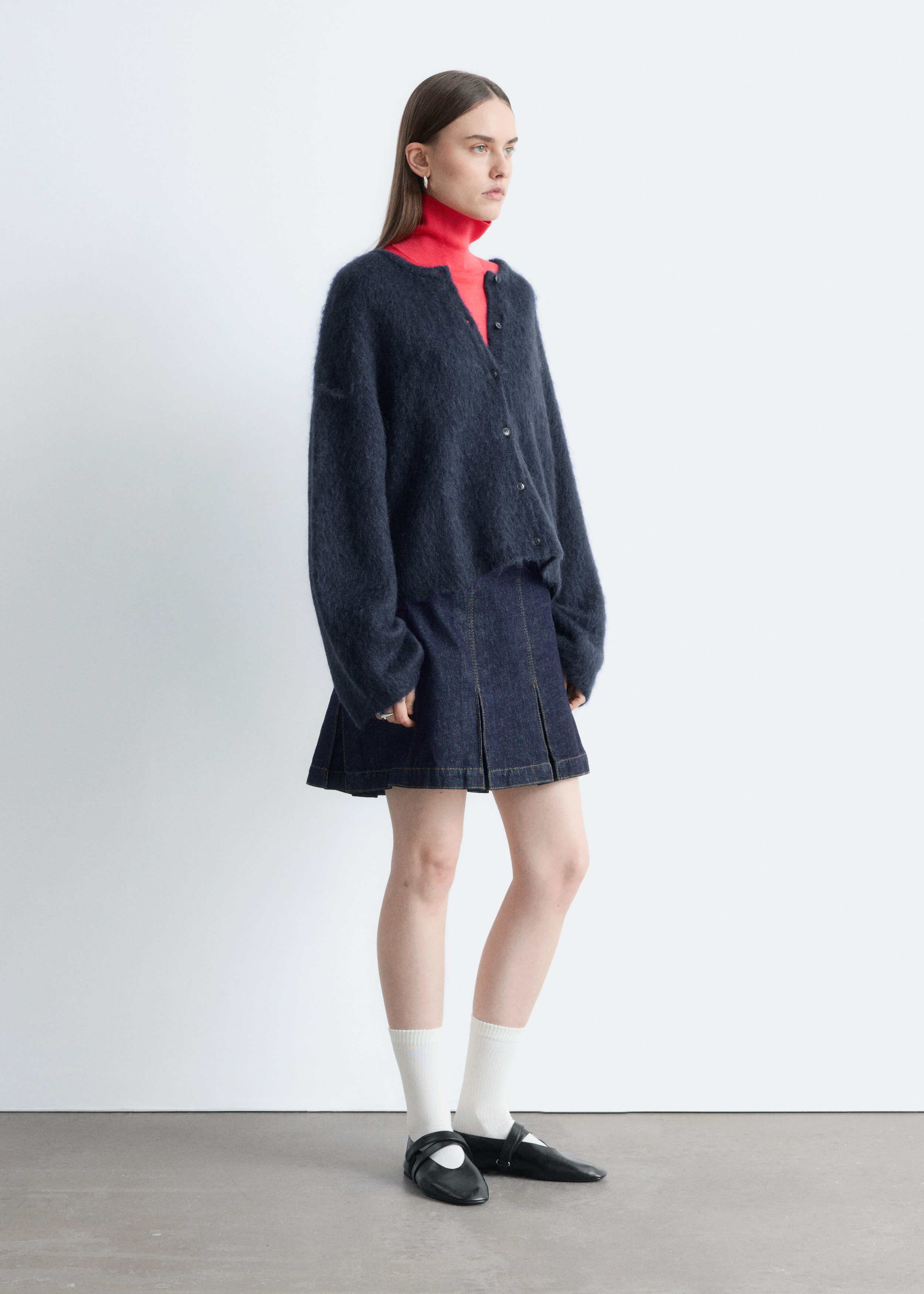 Brushed Mohair-Blend Cardigan - Navy Blue - & Other Stories US