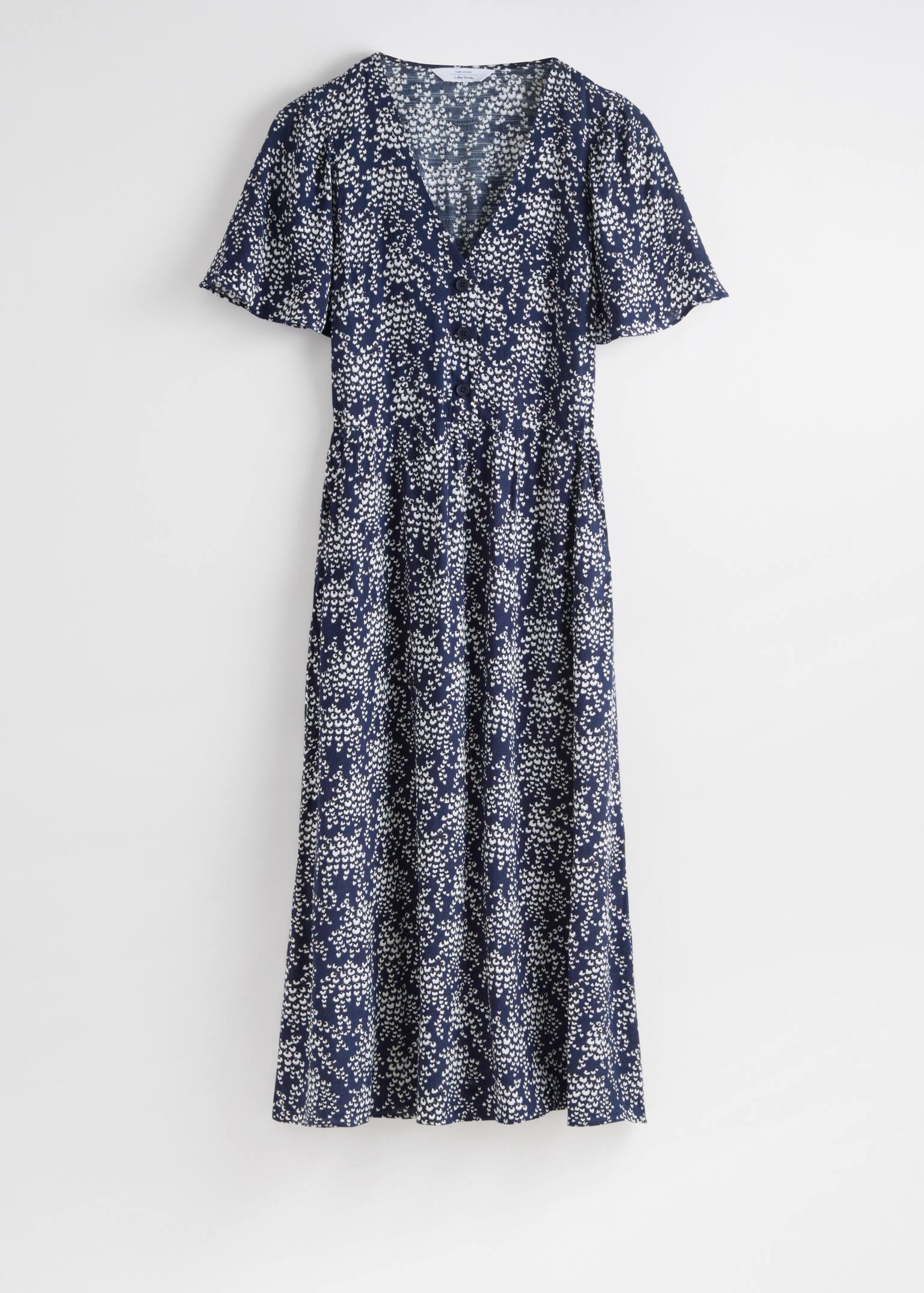 Robe midi à manches volantées - Imprimé bleu marine/Rouge/Blanc/Noir/Imprimé beige - 2