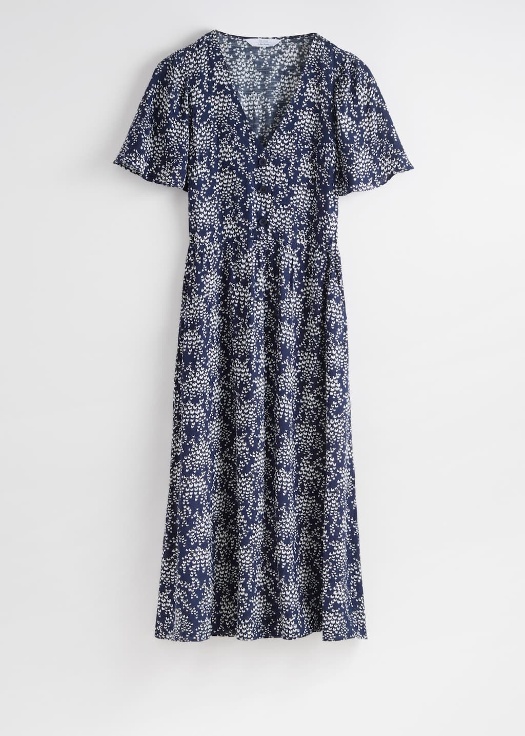Vestido midi con mangas abullonadas - Estampado negro - Bodegón