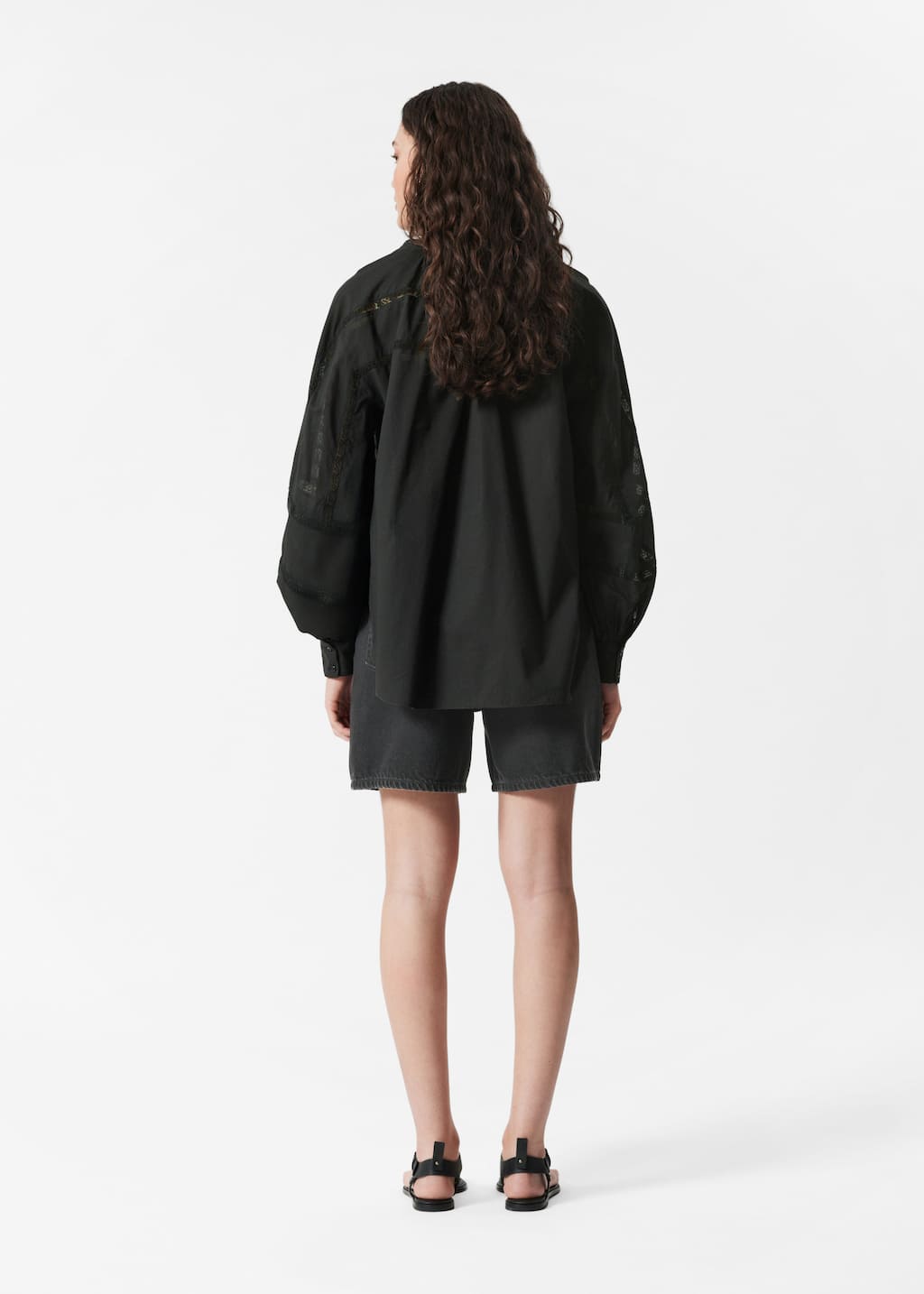 Image of Voluminous Lace-trimmed Blouse