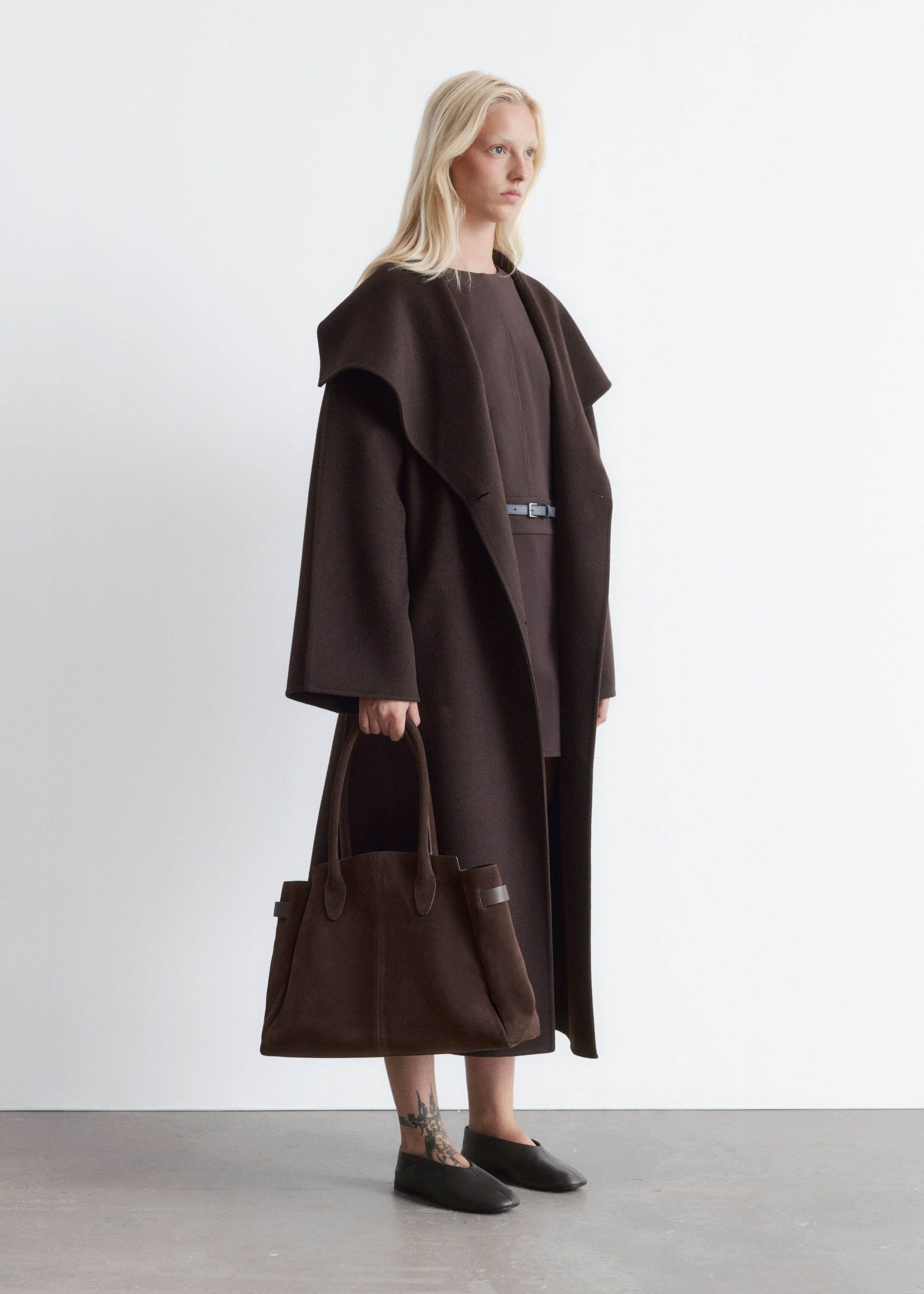 Image of Shawl-Collar Wool Maxi Coat