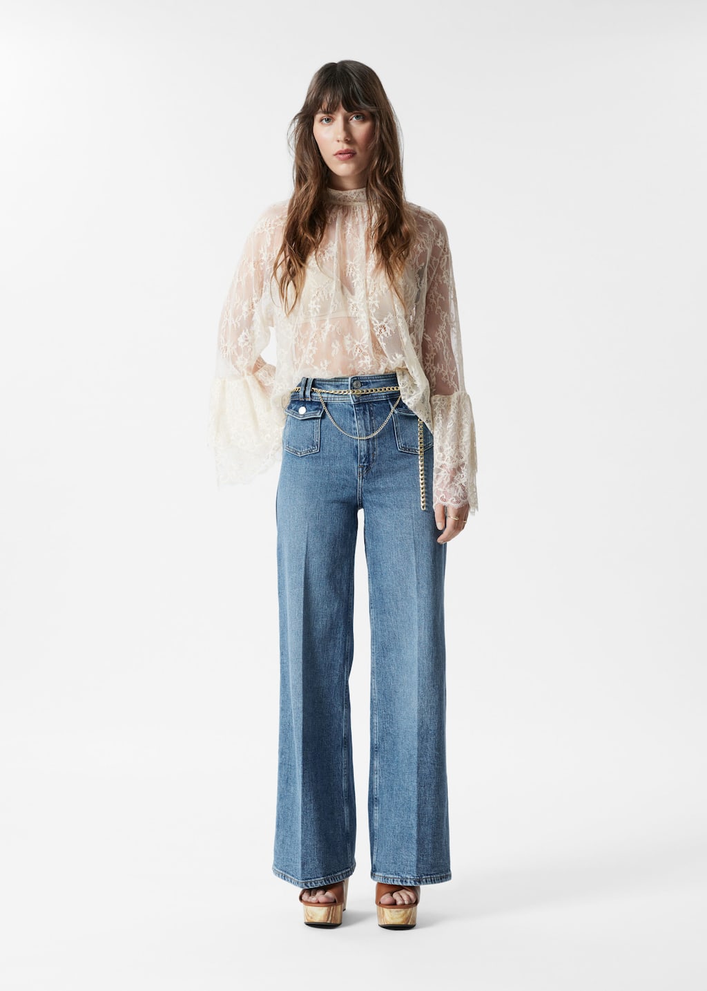 Image of Press-Crease Flared Jeans