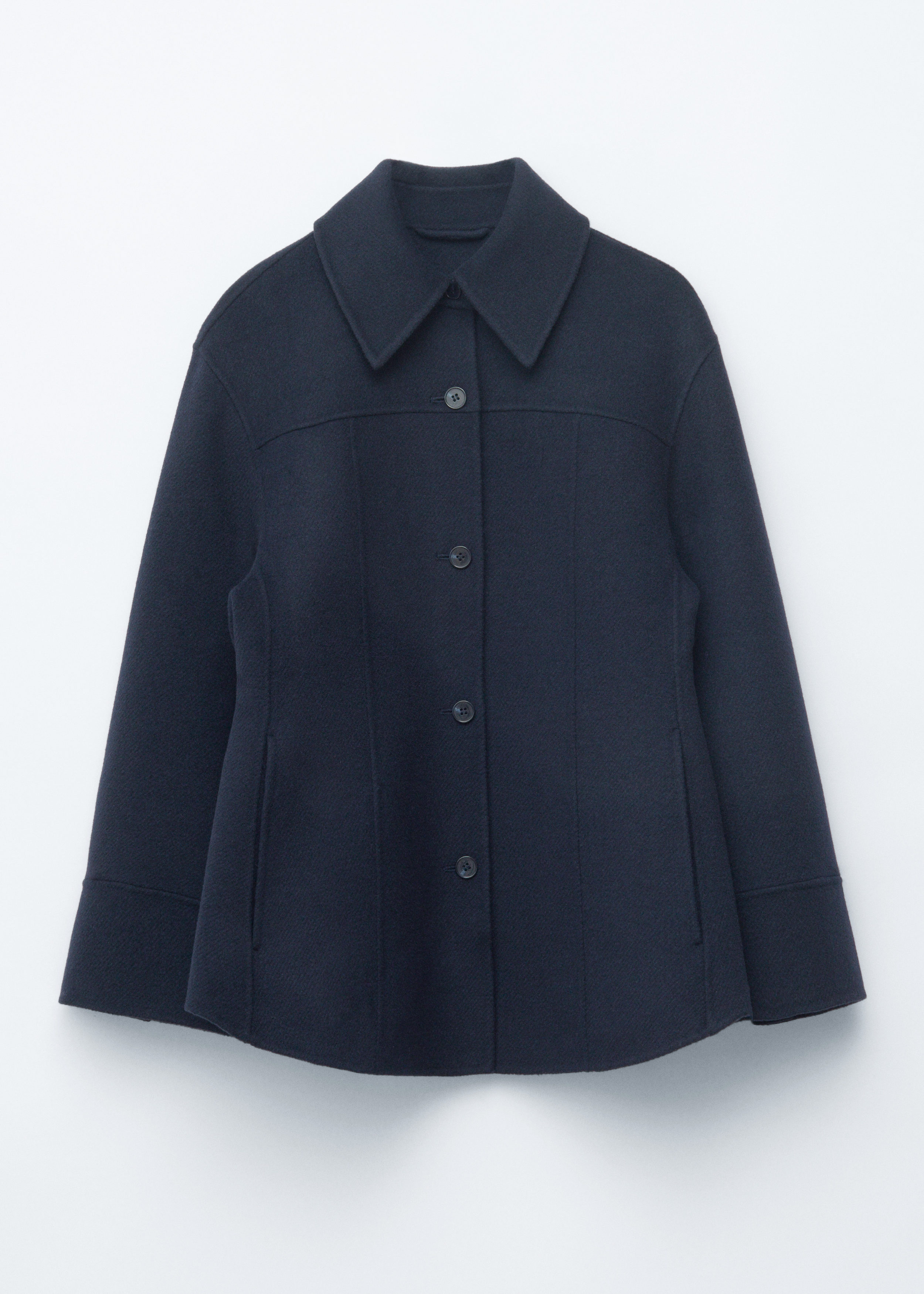 Cocoon-Shaped Wool Jacket - Navy Blue Pinstripes - & Other Stories US