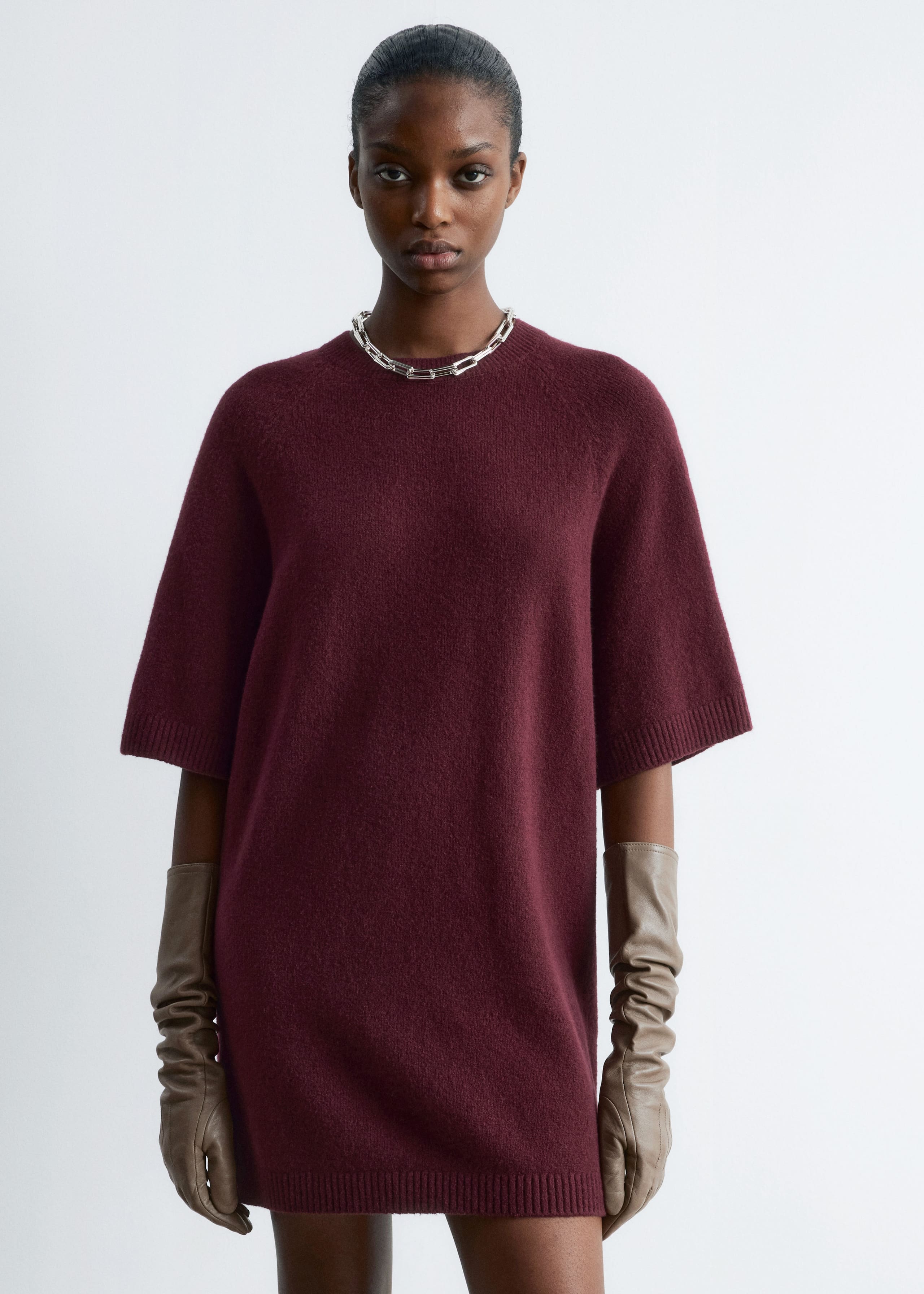 Image of Gestricktes T-Shirt-Minikleid