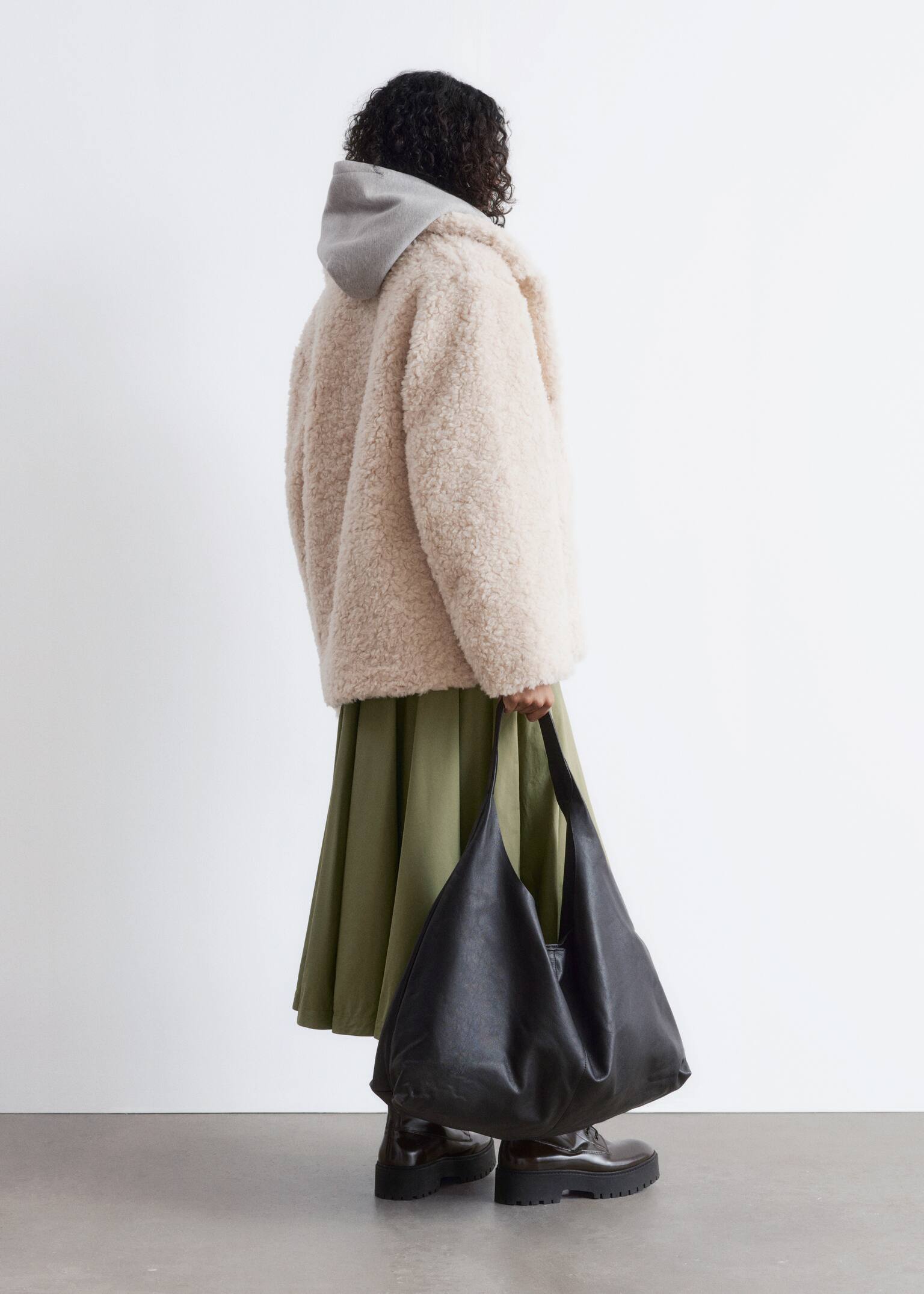 Wool-Blend Faux-Fur Jacket - Beige - 7