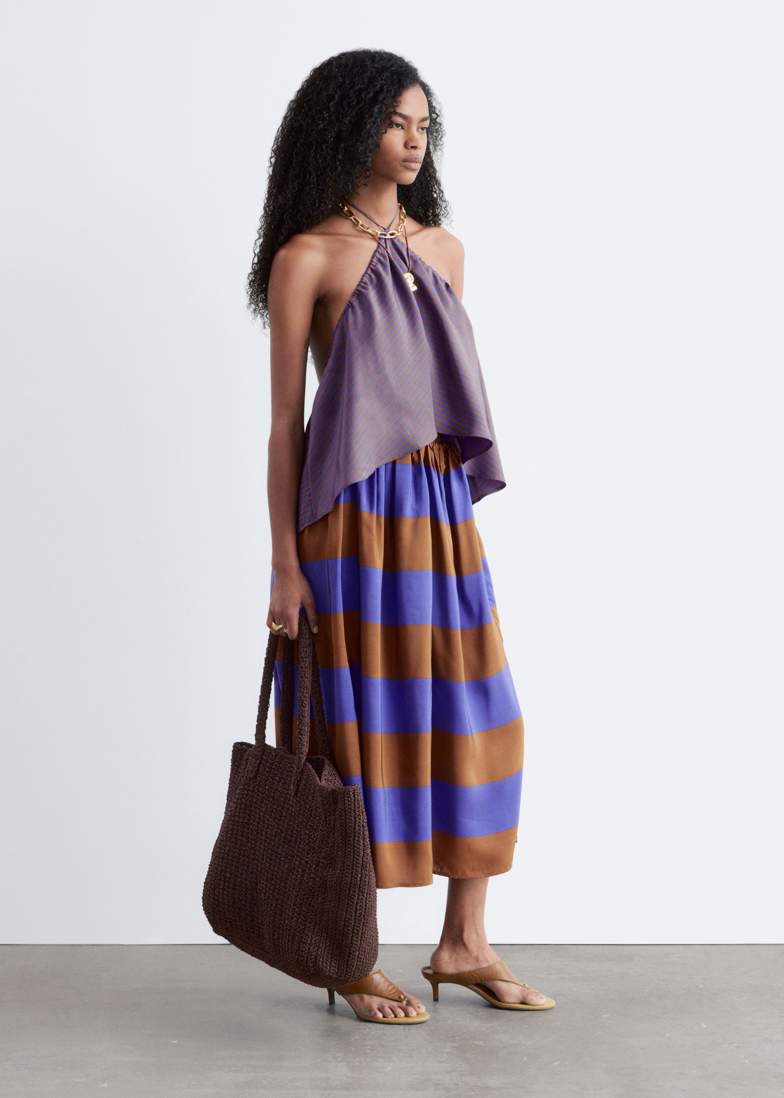 Silk Midi Skirt – Brun/lila – lookbook