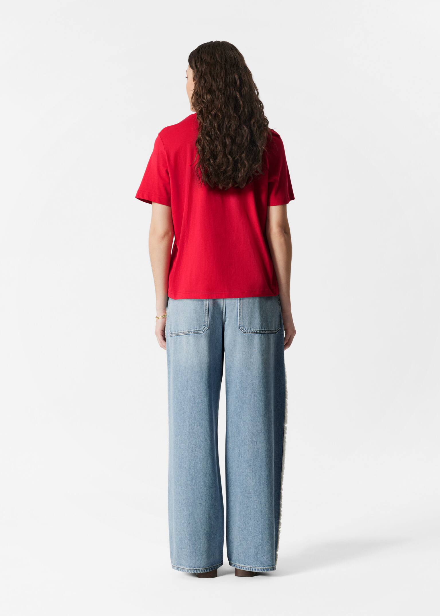 Crewneck T-Shirt - Red/White/Mole/Dark Grey Melange/Light Green/Black/Dark Brown/Dusty Blue - 4
