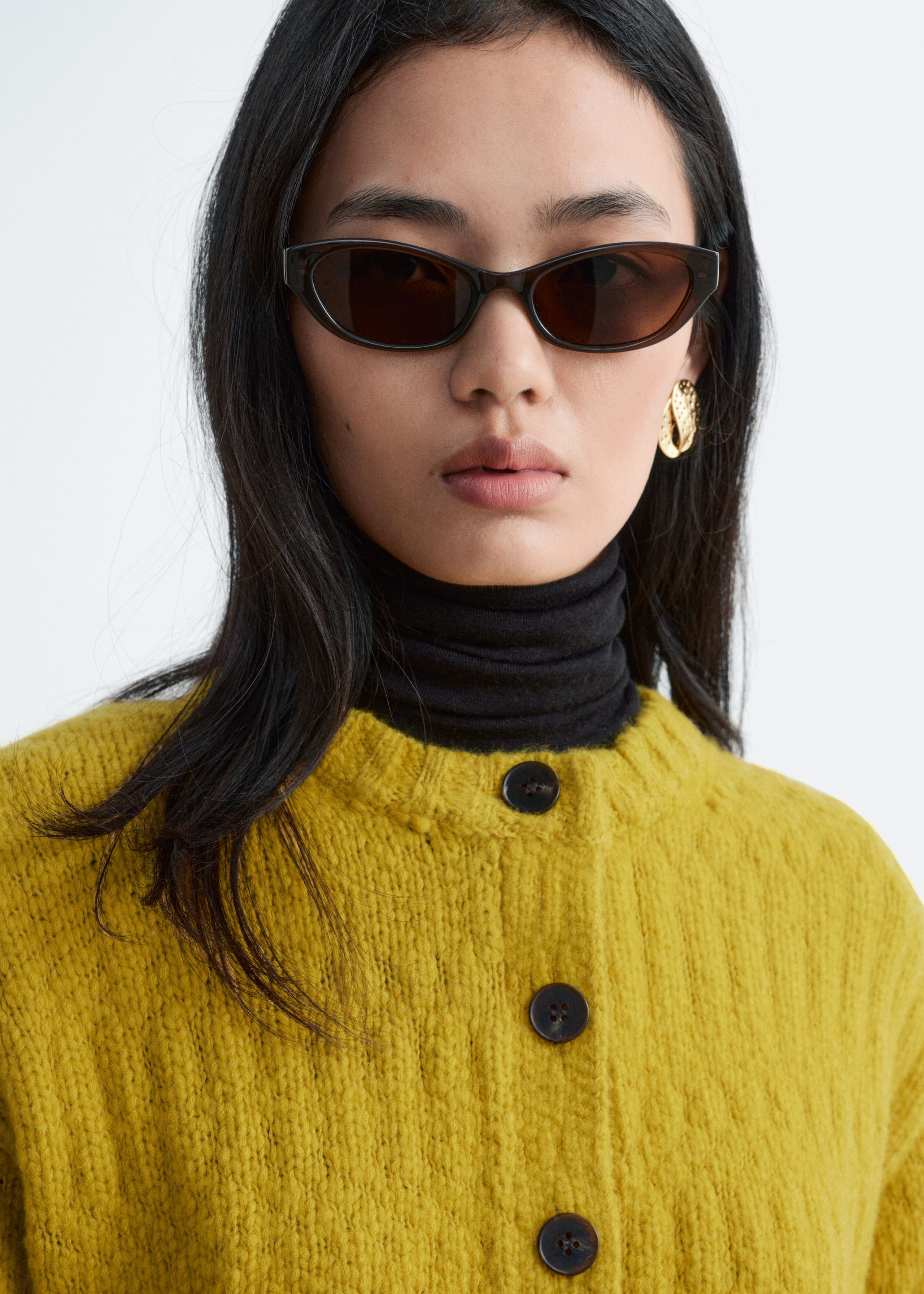 Wool-Cotton Cardigan - Olive - Lookbook