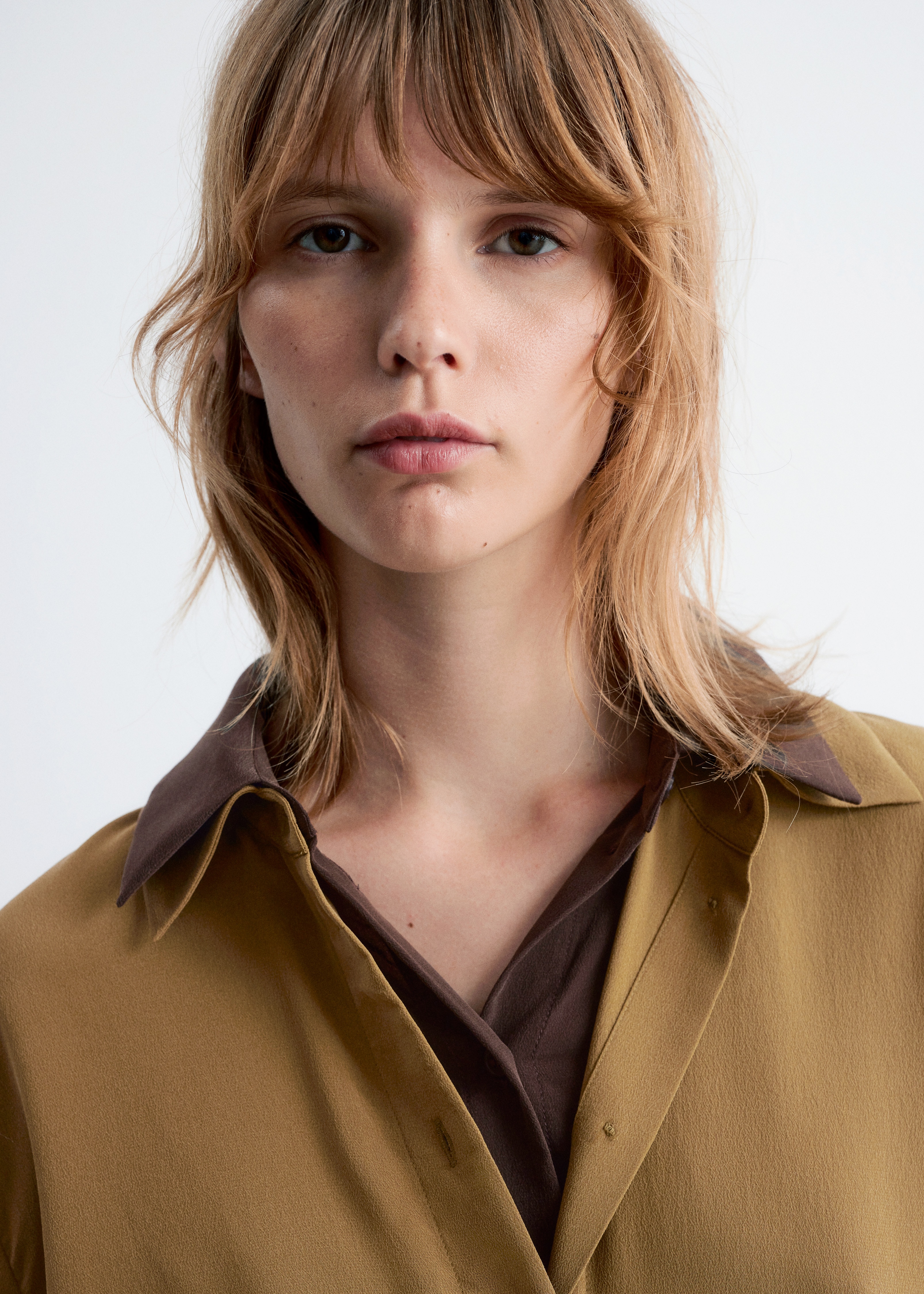 Seidenbluse - Khaki-Braun/Dunkelrot/Dunkelbraun/Schwarz