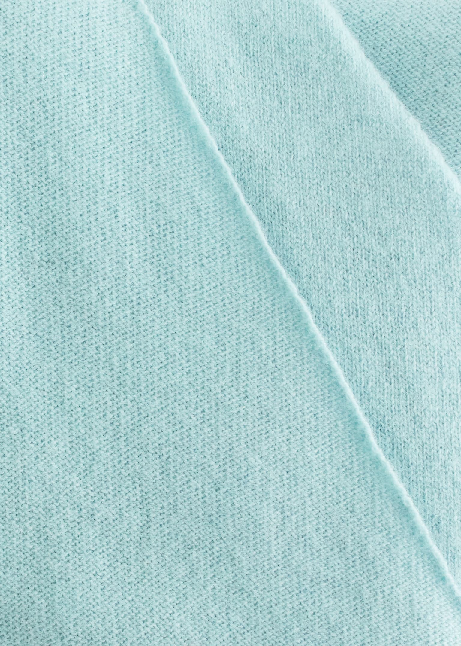 צעיף צמר טהור - טורקיז בהיר/שחור/ירוק - 2