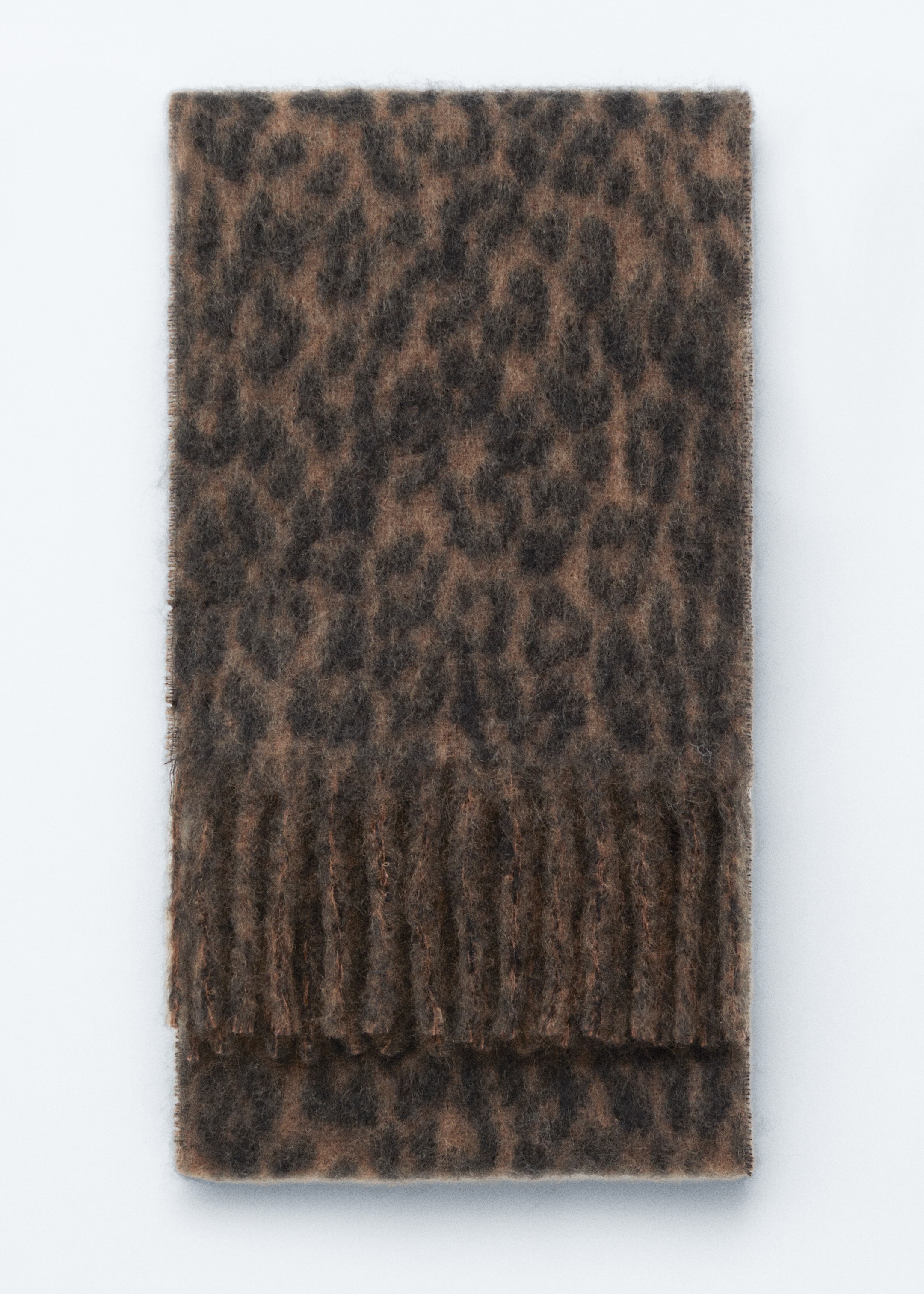 Näytä suurempi kuva: Hapsuhuivi mohairsekoitetta - Tummanruskea leopardikuvio - NAISET | H&M FI 1