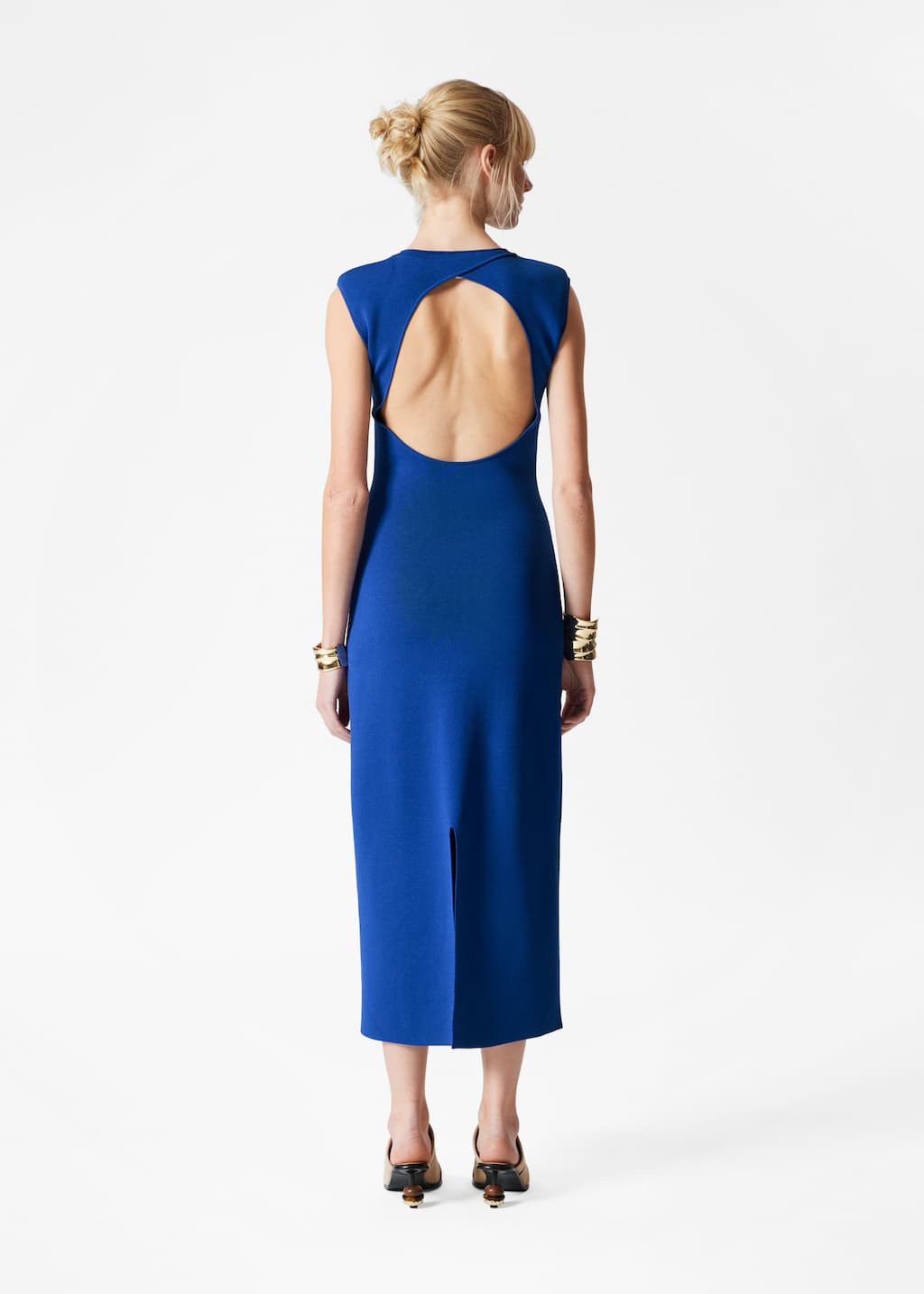 Robe midi à dos ouvert - Bleu - Lookbook