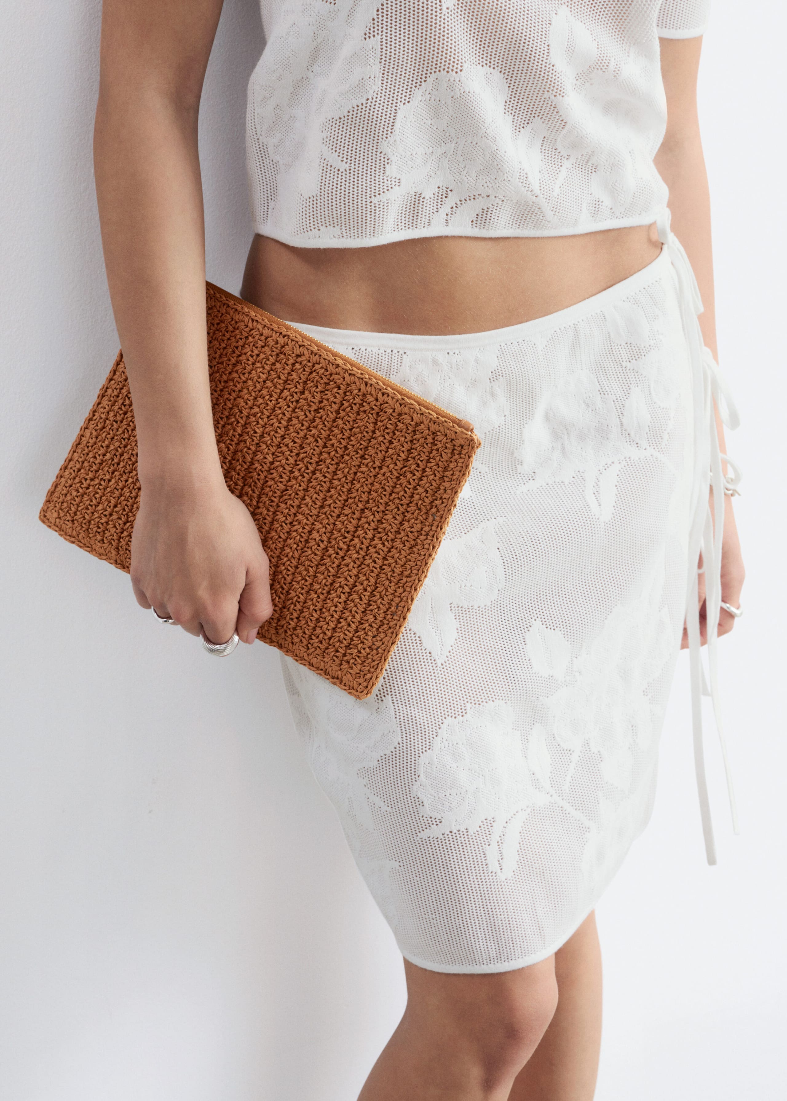 Image of Raffia Straw Flat Pouch