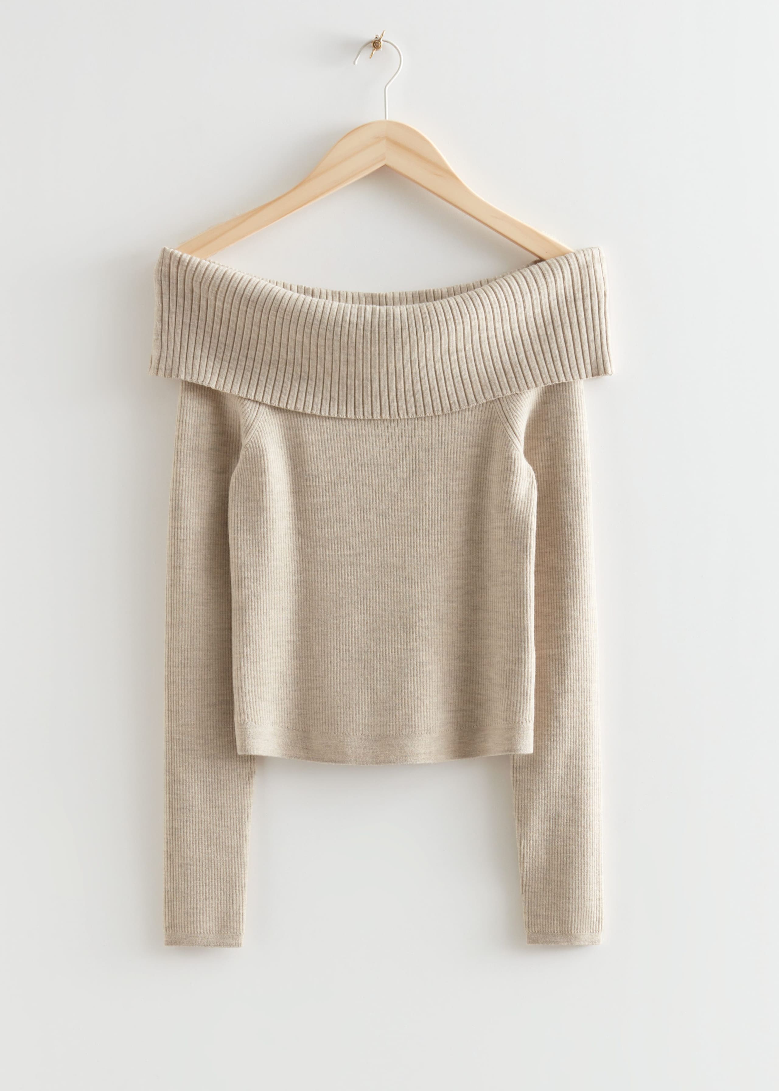 Off-Shoulder Knit Top - Black - Still Life