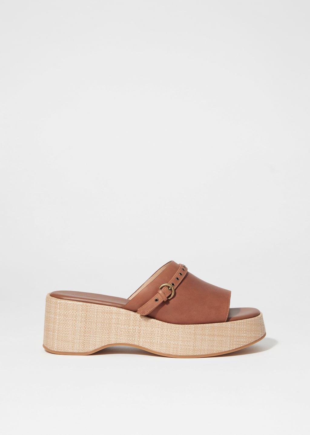 Mules in pelle scamosciata con plateau - Cognac - Natura morta