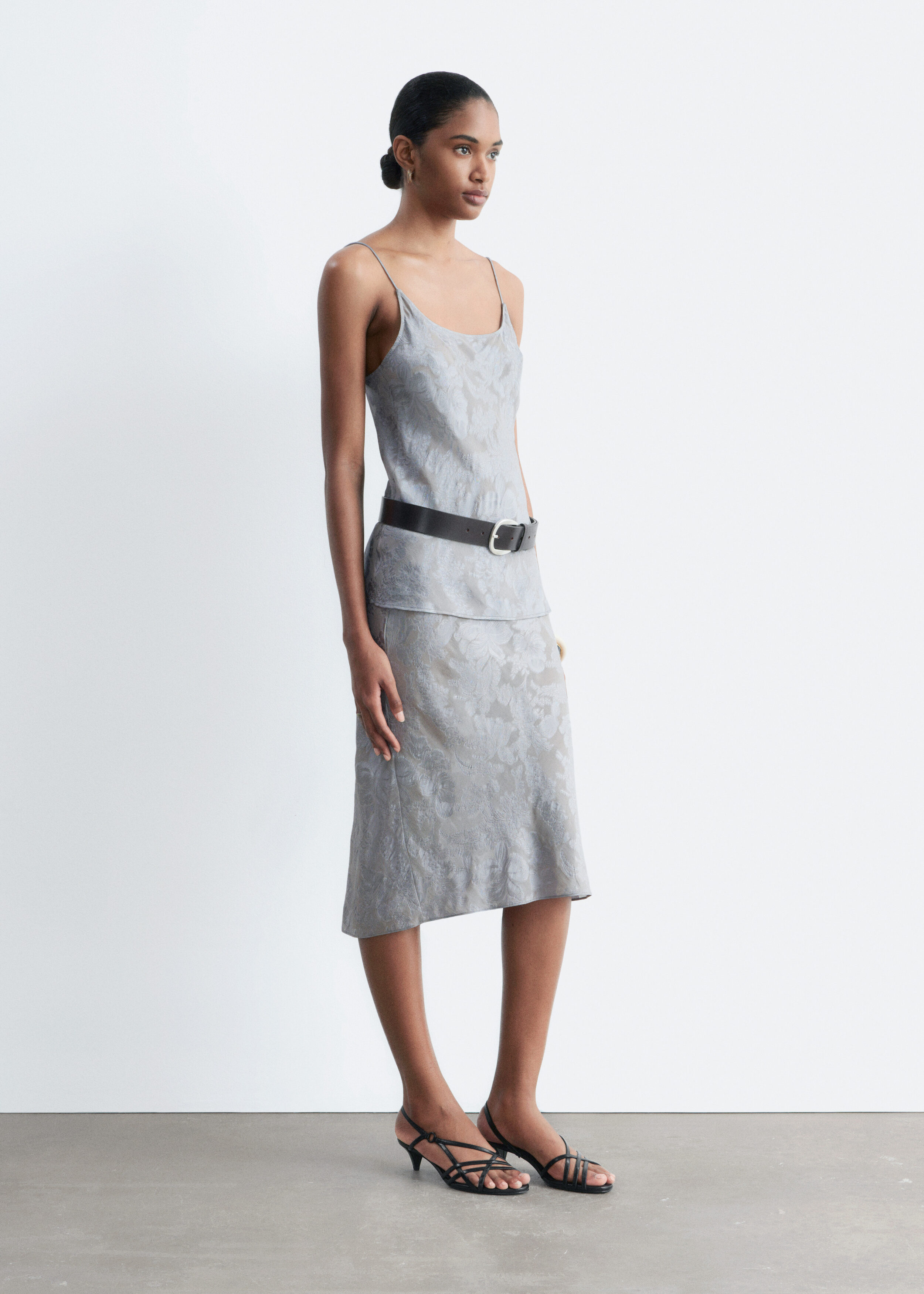 Sheer Satin Jacquard Camisole - Grey - & Other Stories US