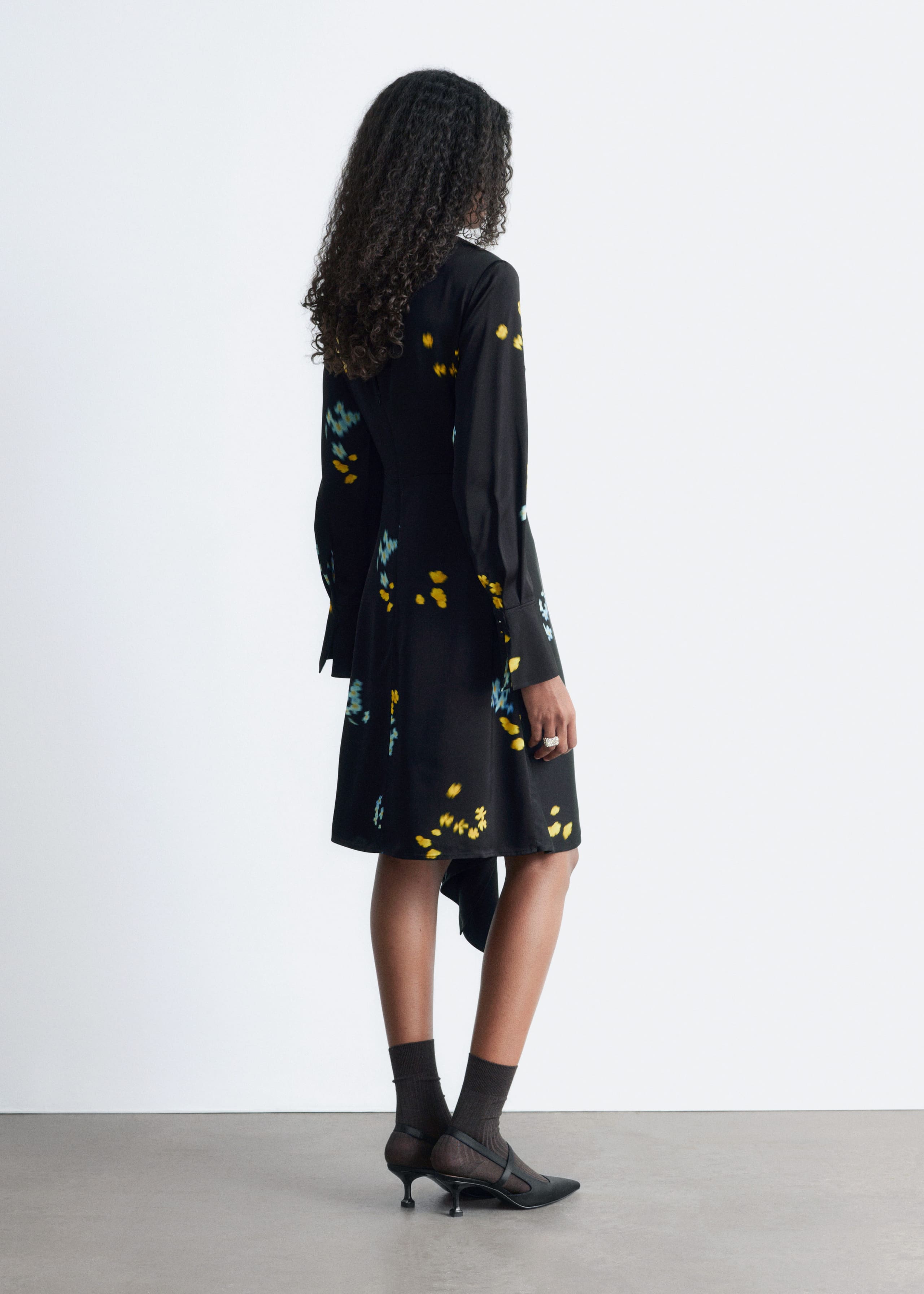 Image of Asymmetric Long-Sleeve Mini Dress