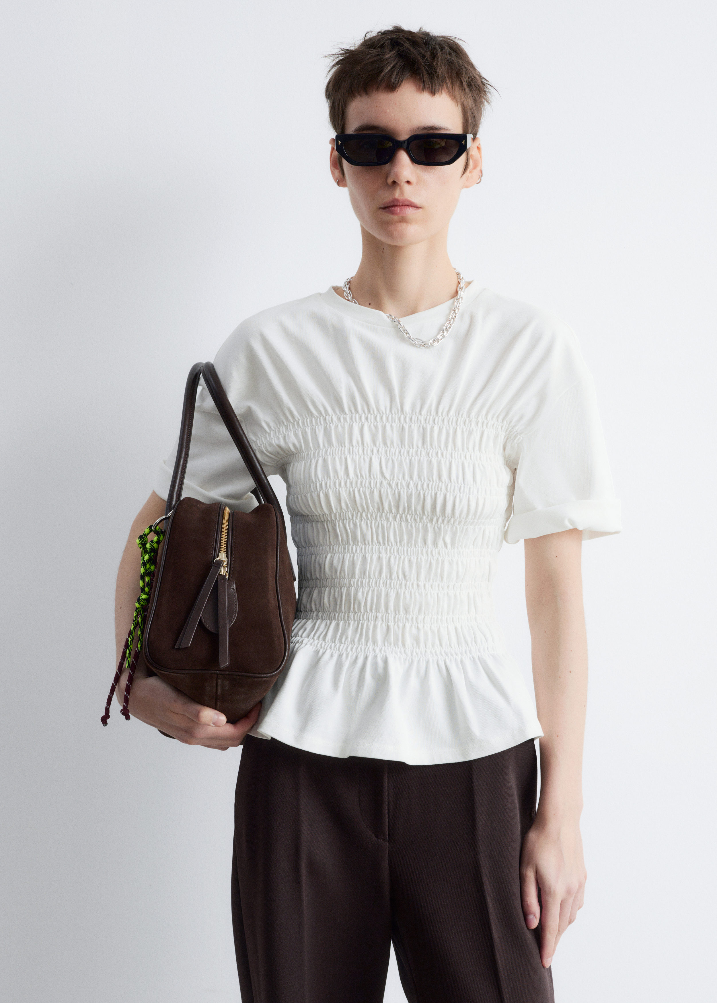 Smocked Crewneck Top