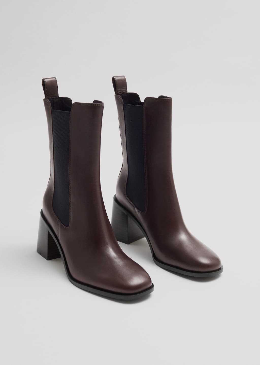 Heeled Leather Chelsea Boots - Brown - Still Life