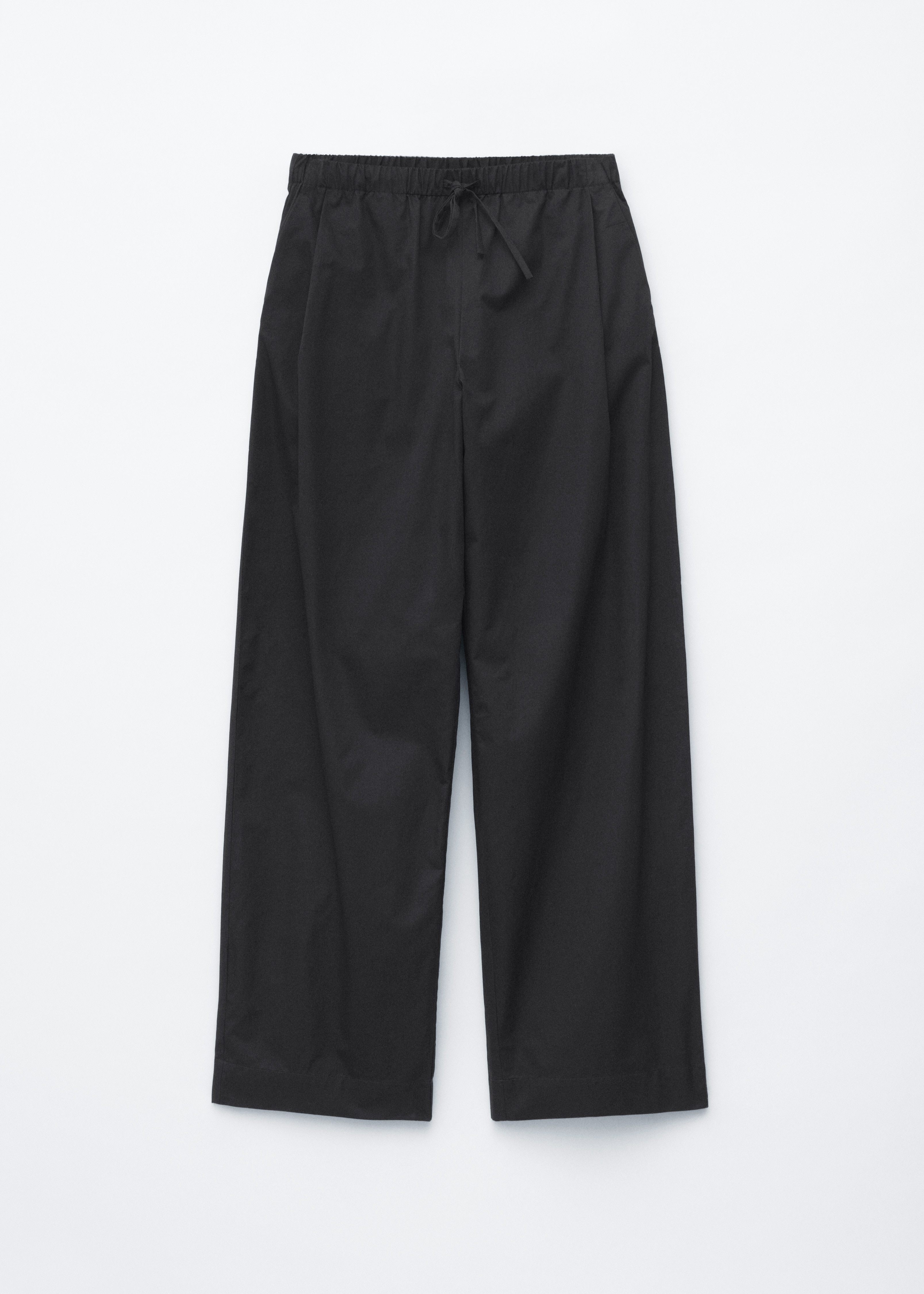 Twillbukser i bomuld med snoretræk - Black/Beige