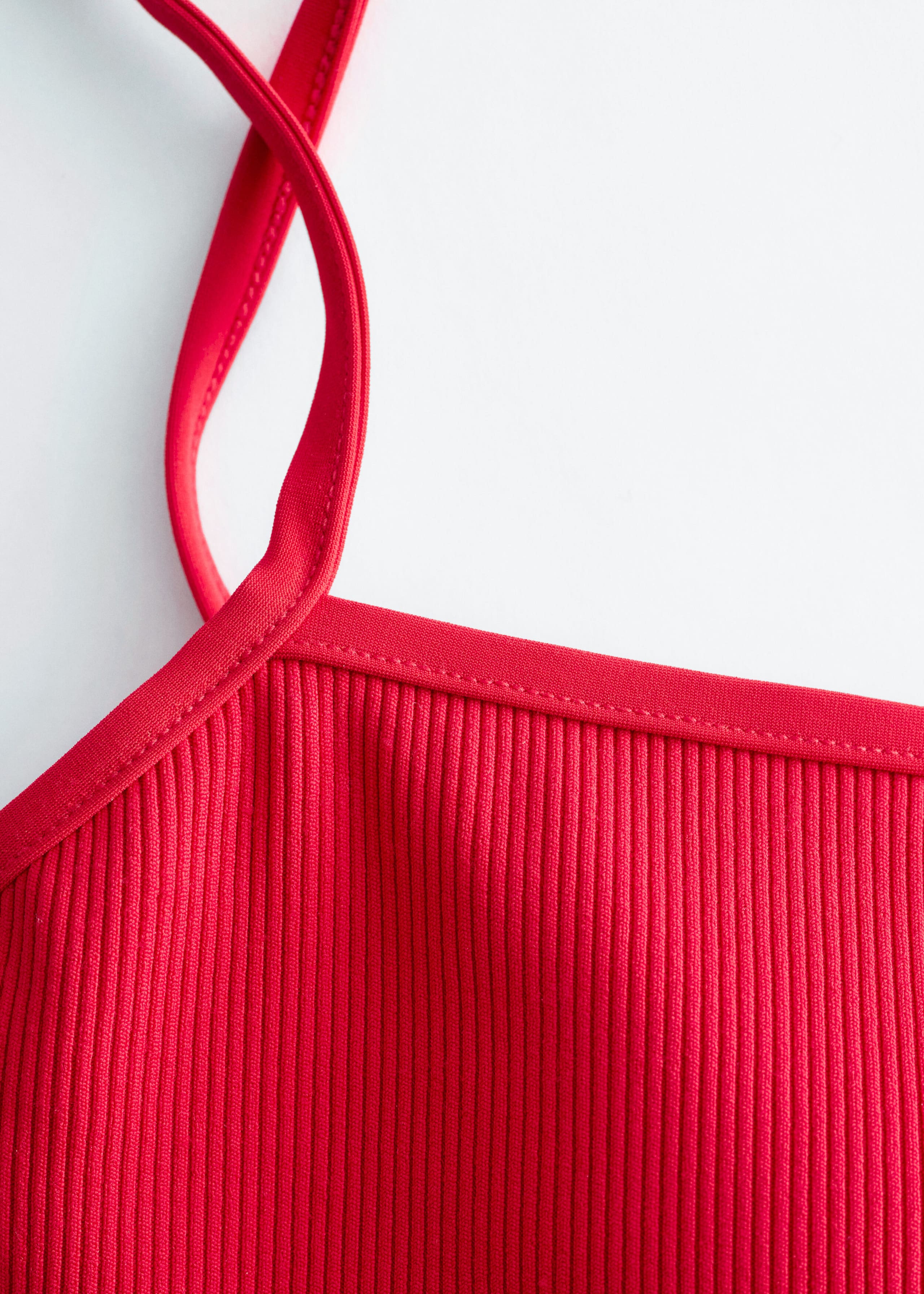 Ribbed Bandeau Bikini Top - Bright Red - Still Life