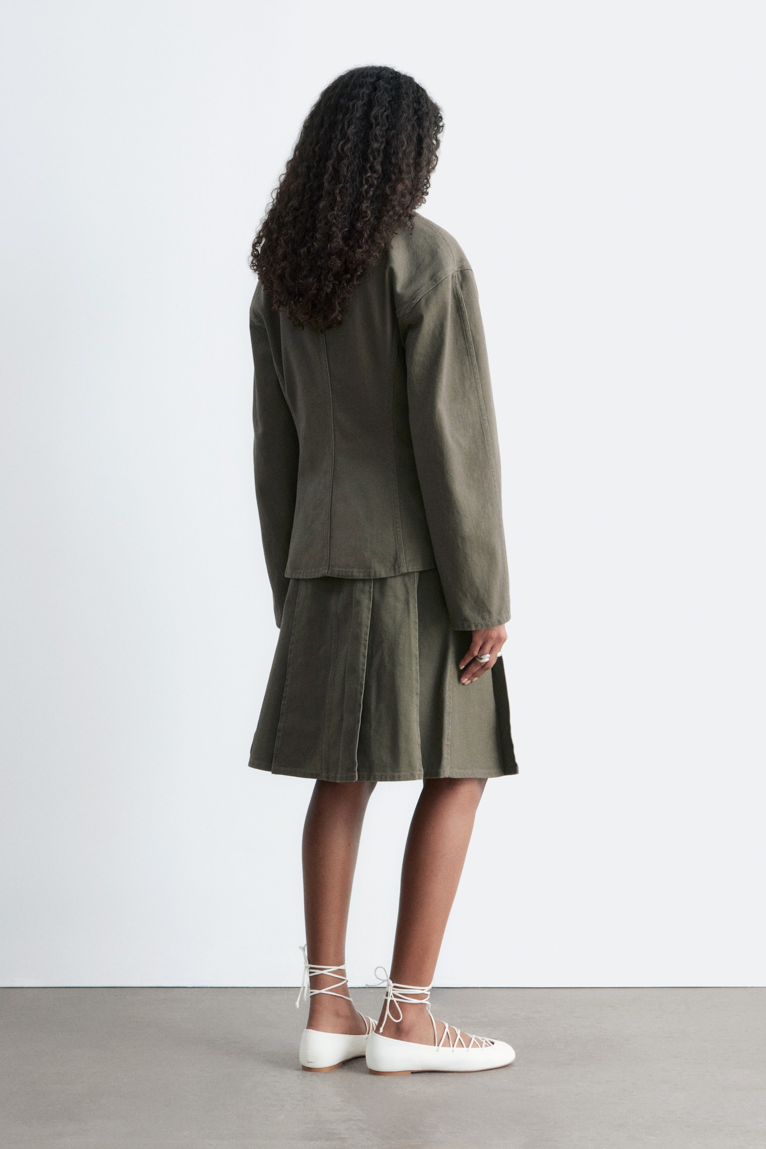 Taps toelopend katoenen jack - Kakigroen - 6