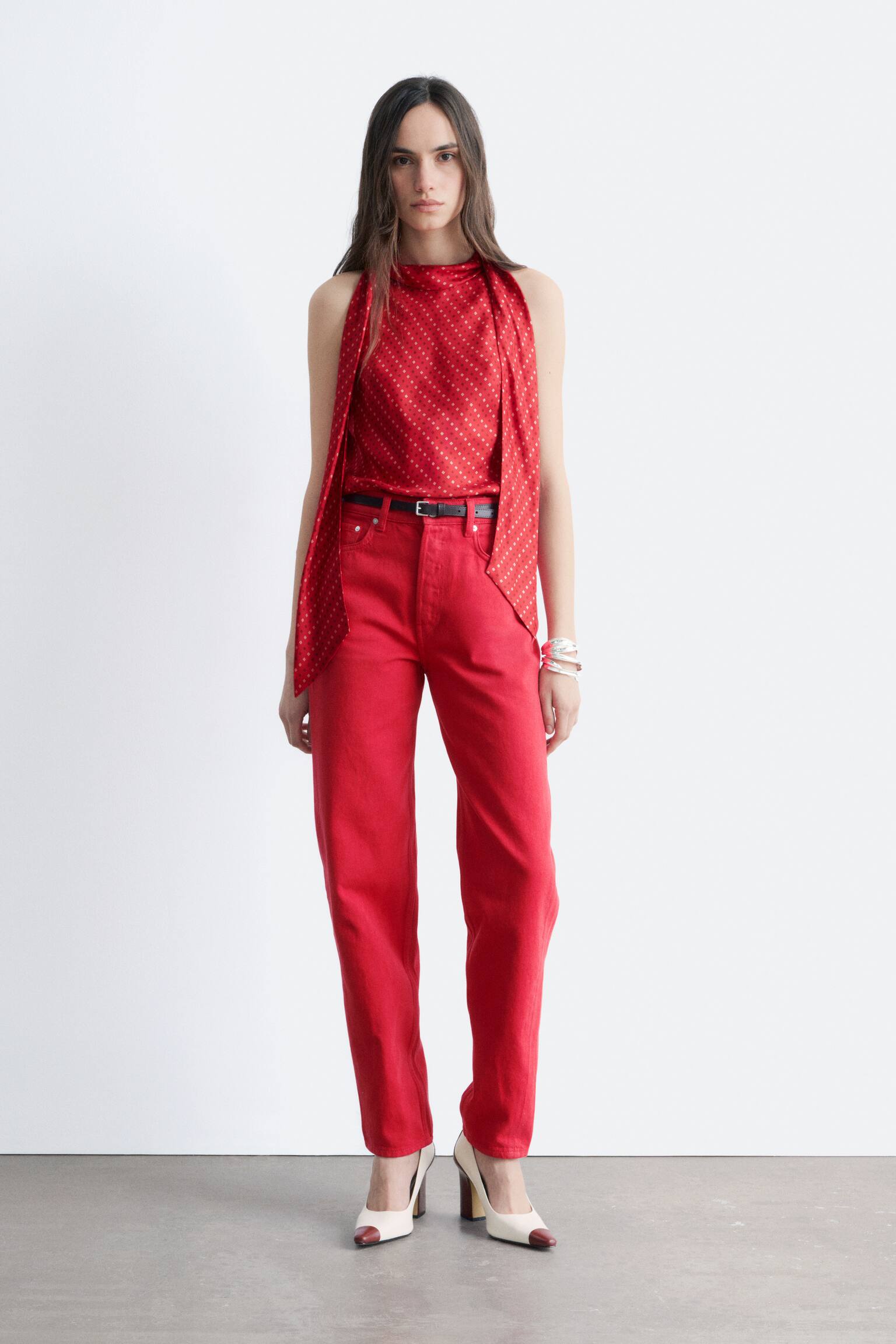 Jeans a gamba dritta - Rosso brillante - 1