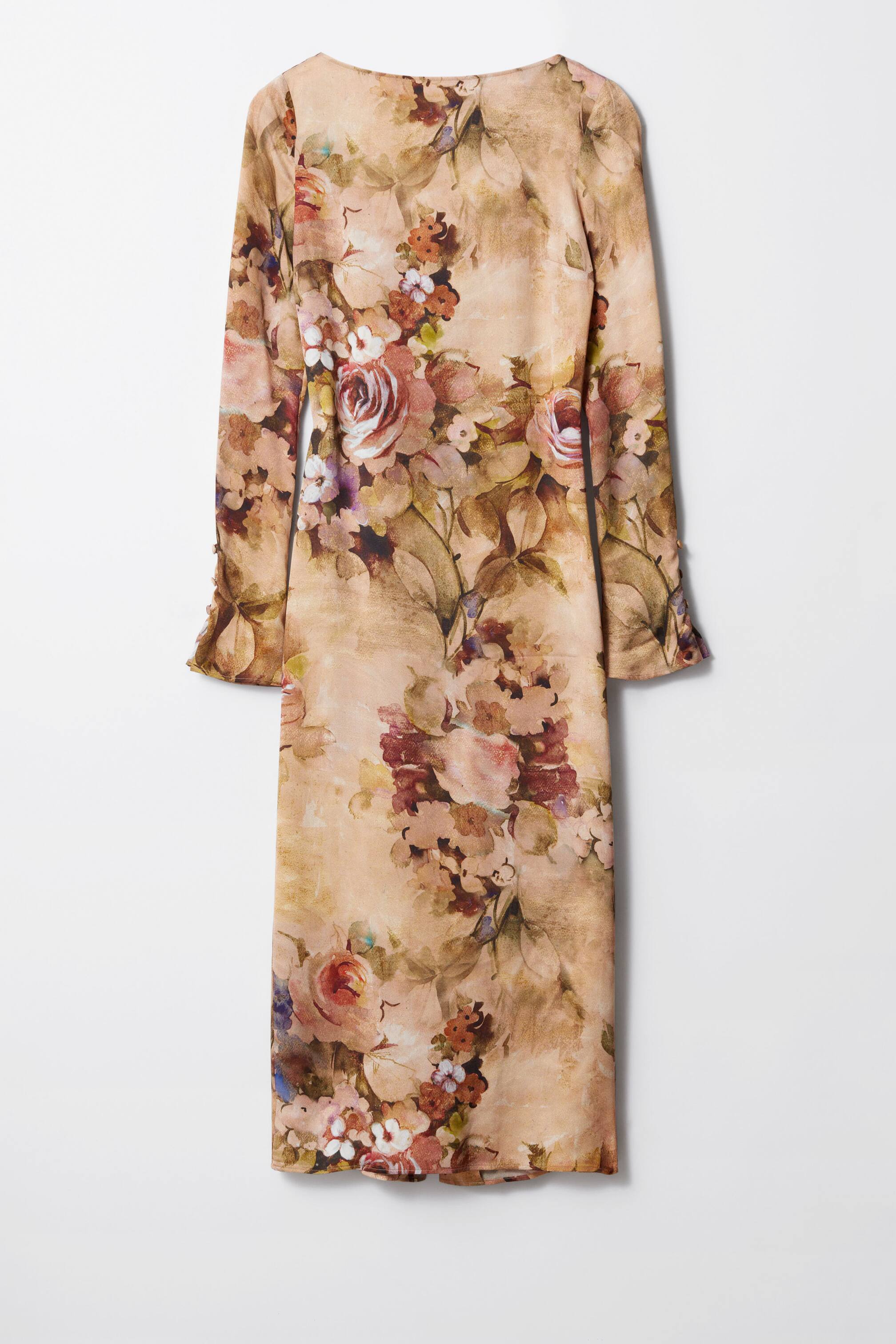 הצגת תמונה גדולה יותר: Floral-Print Midi Dress - Beige Floral - Ladies | H&M IL 1