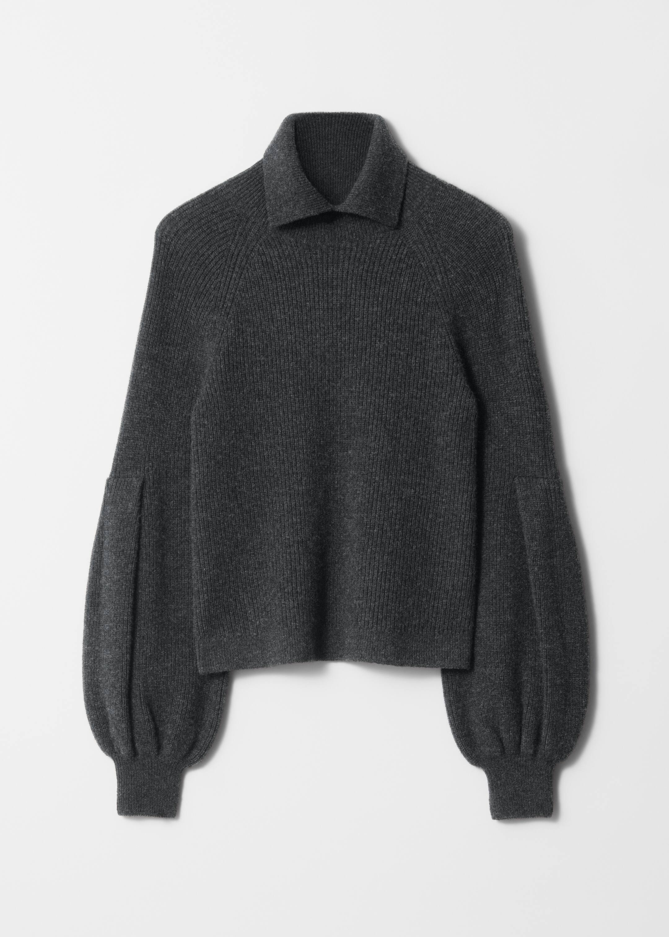 Zobacz większy obraz: Sweter z bufiastymi rękawami i kołnierzem - Czarny - ONA | H&M PL 1