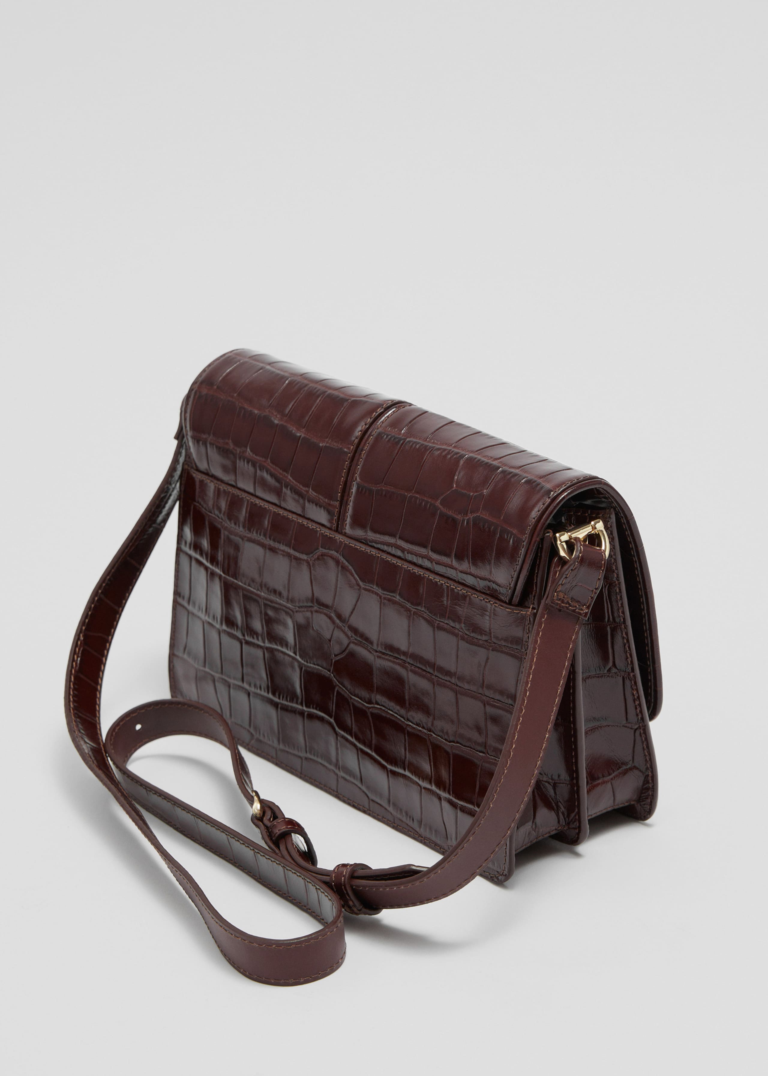 Lederhandtasche in Krokooptik - Dunkelgrün - Stillleben
