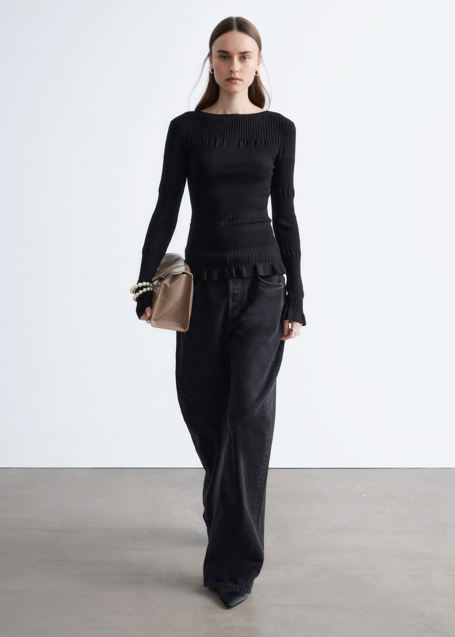 Long-Sleeve Ribbed Top - Black/Green/Beige Stripes/Blue/Black Stripes - 7