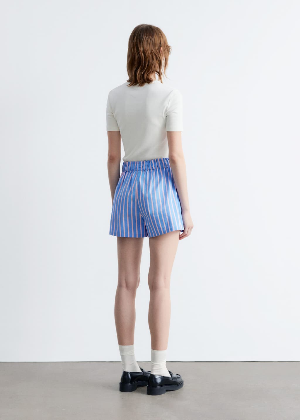 Drawstring Shorts - Blue/Pink Stripes - Lookbook