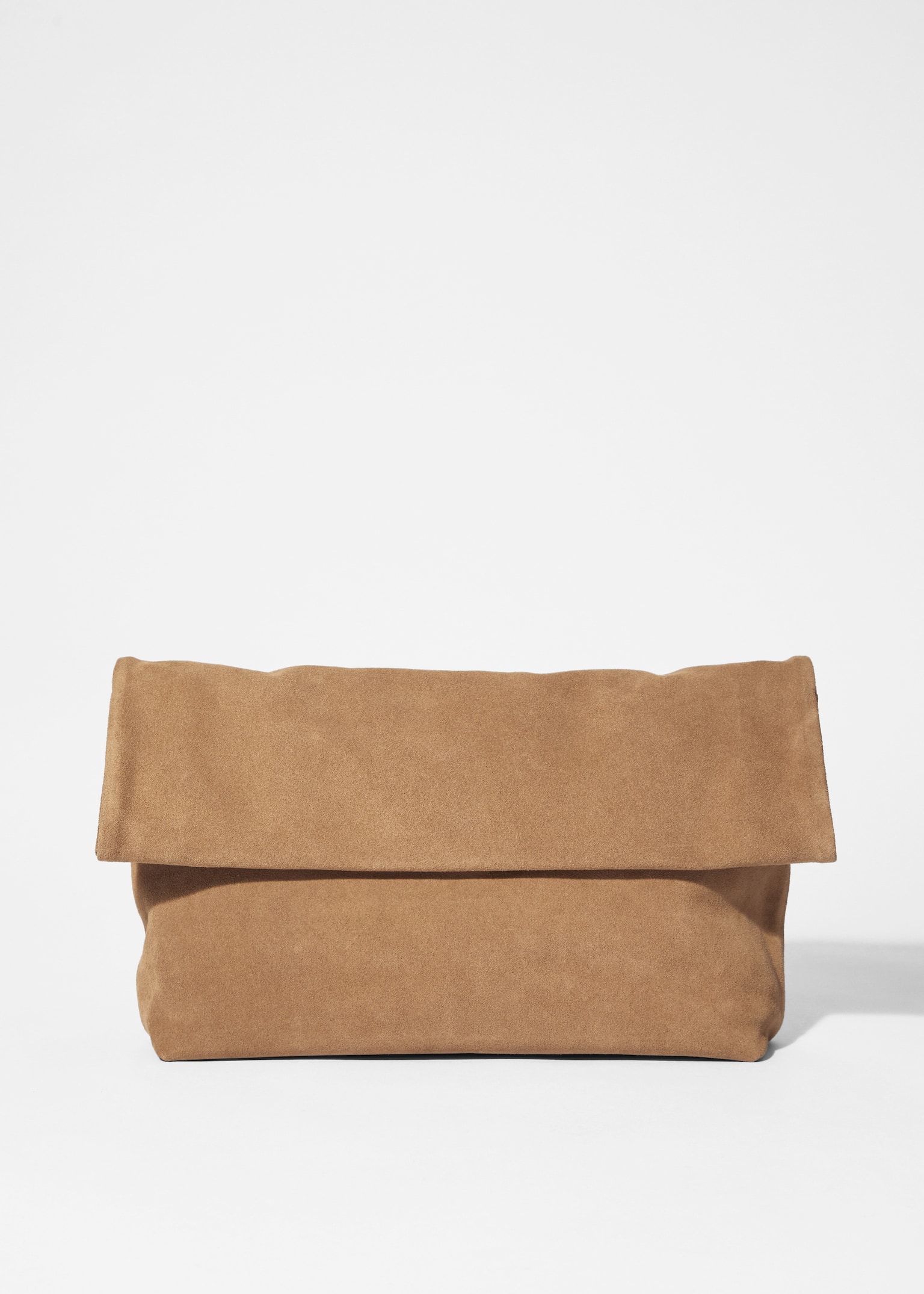 Folded Clutch - Beige suede/Burgundy/Red