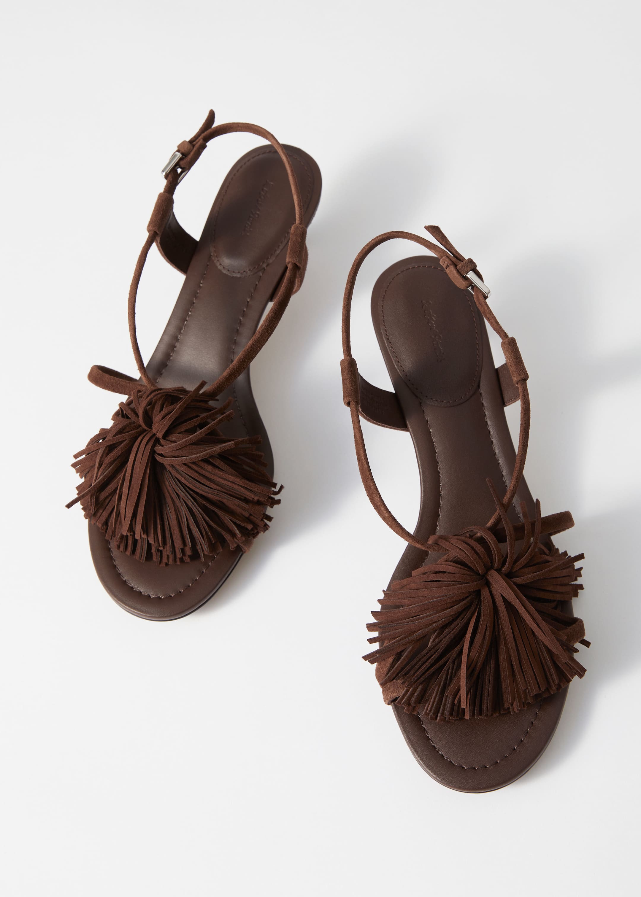 Vezi imaginea mai mare: Sandale din piele cu franjuri - Piele întoarsă maro - FEMEI | H&M RO 4
