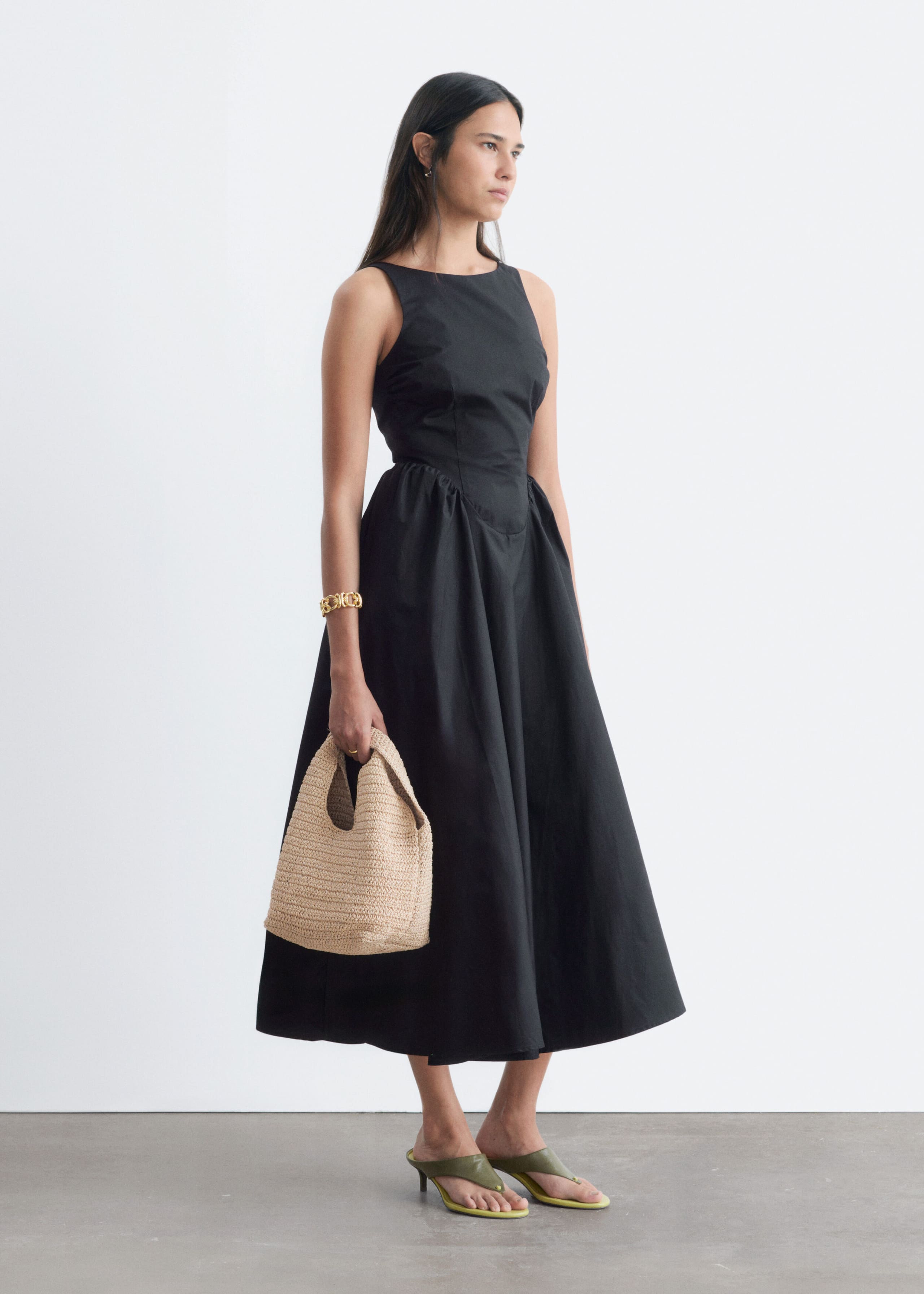 Tie-Back Midi Dress - Black - Still Life