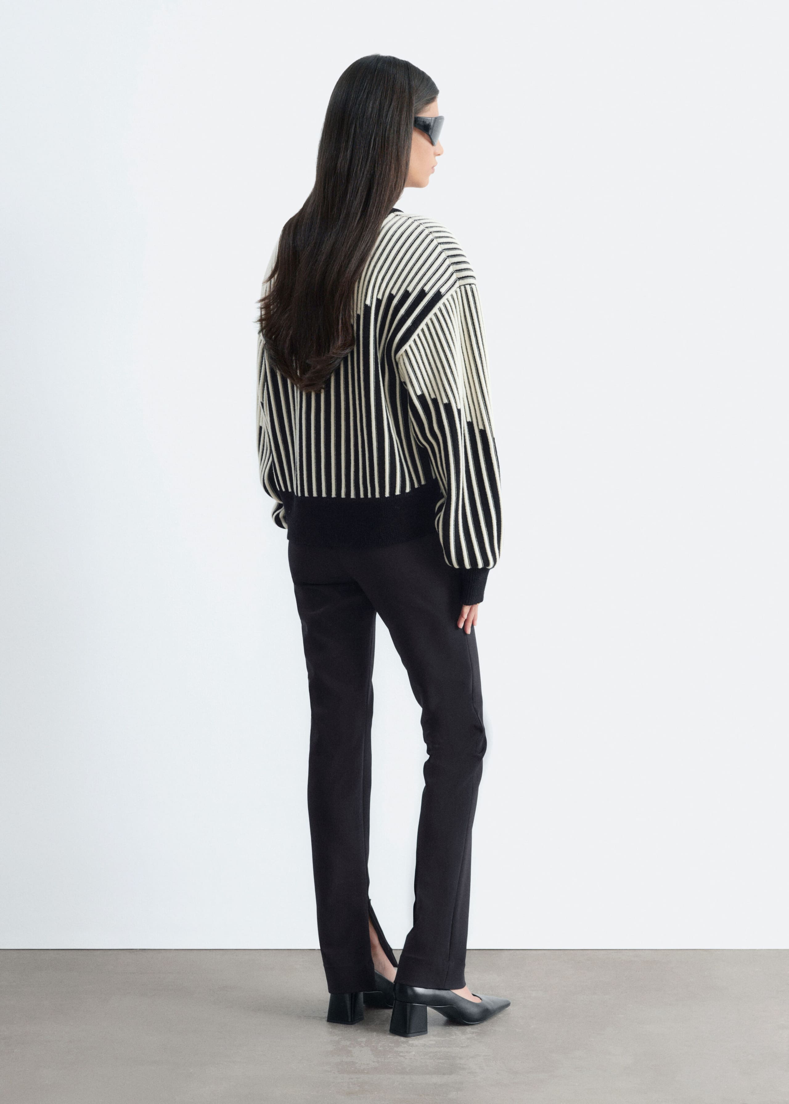 Structured Merino Jumper - White/Black - Lookbook