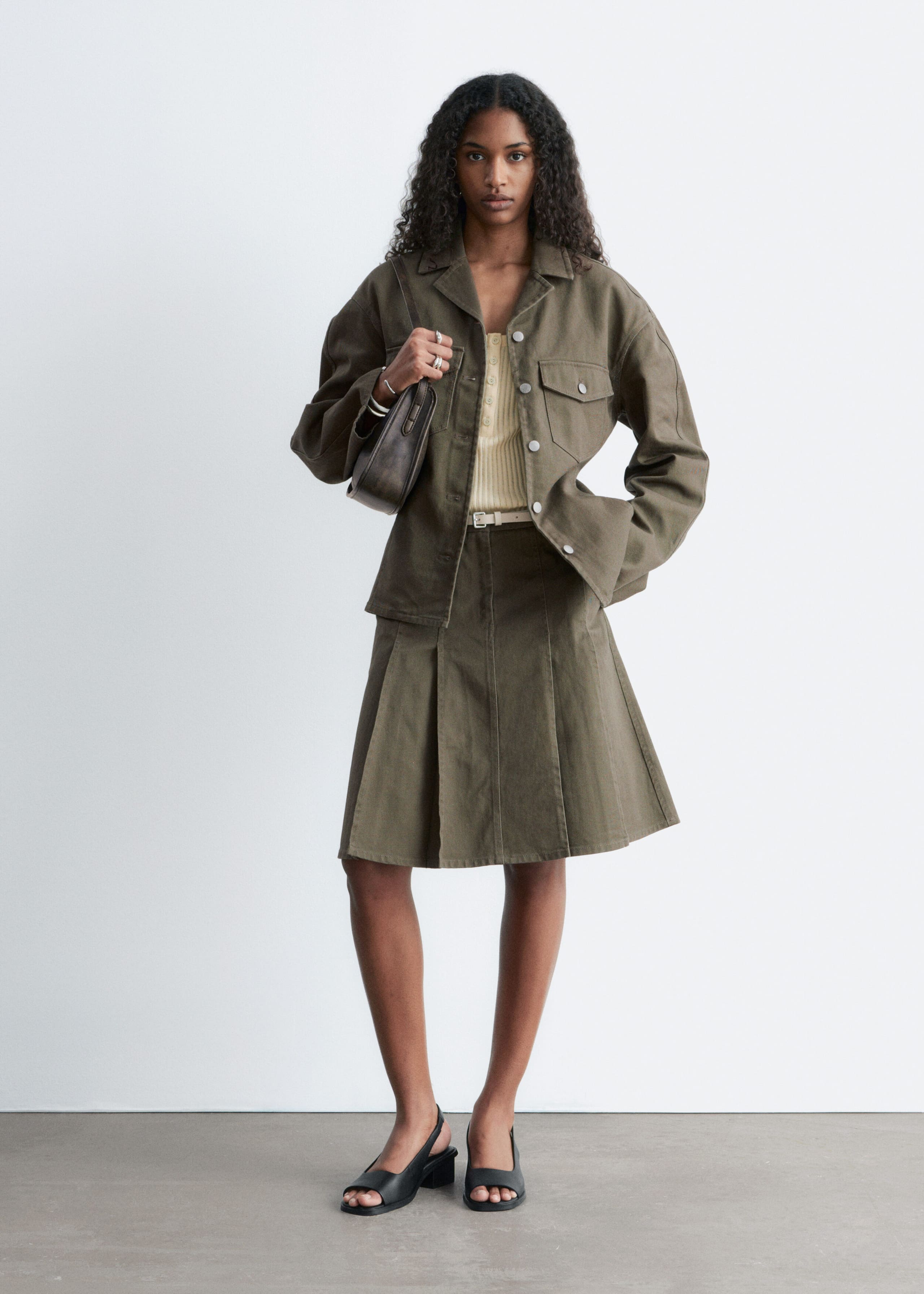 Image of Gonna midi in cotone a pieghe