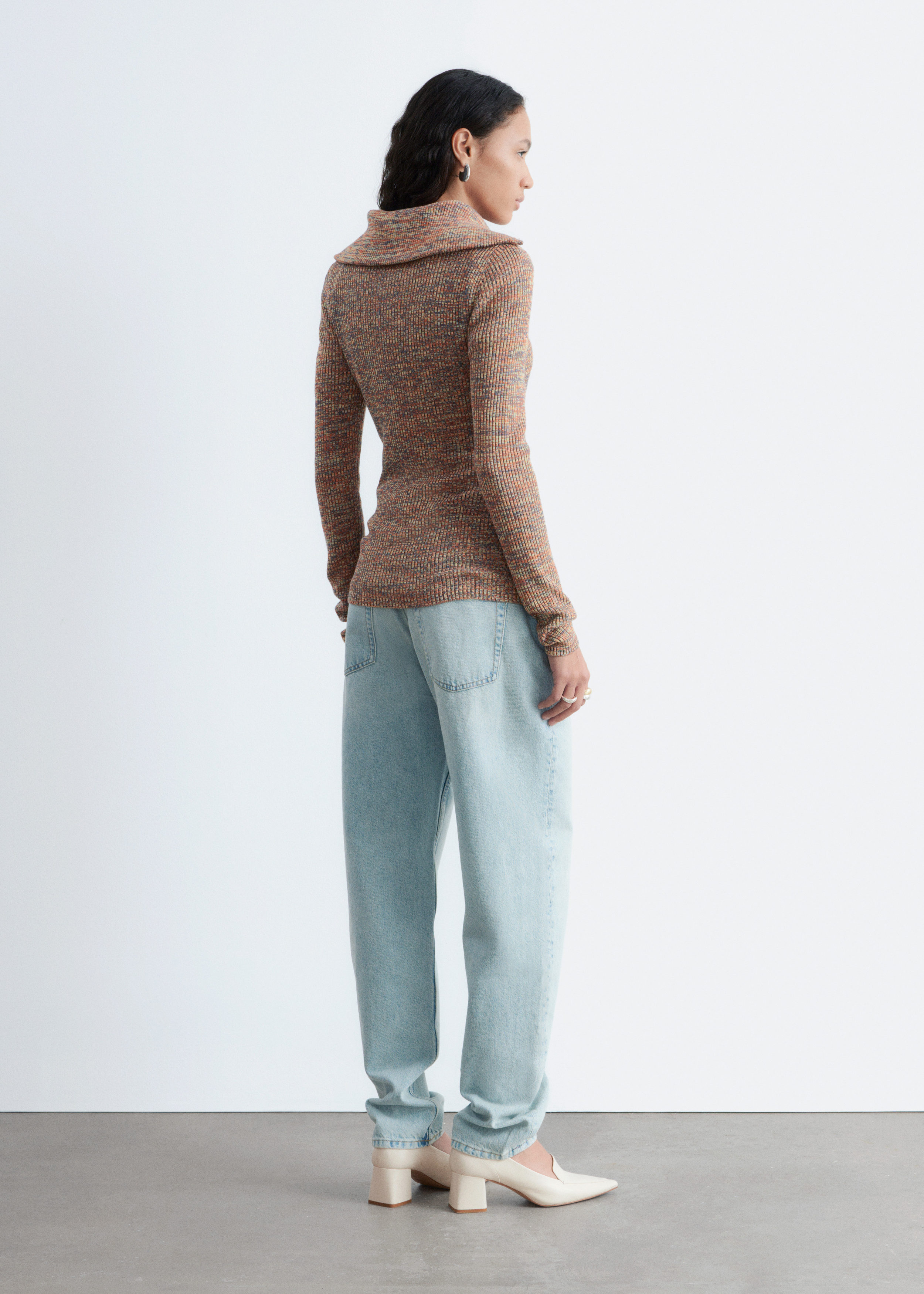 Melange Knit Half-Zip Top - Orange/Melange - & Other Stories US