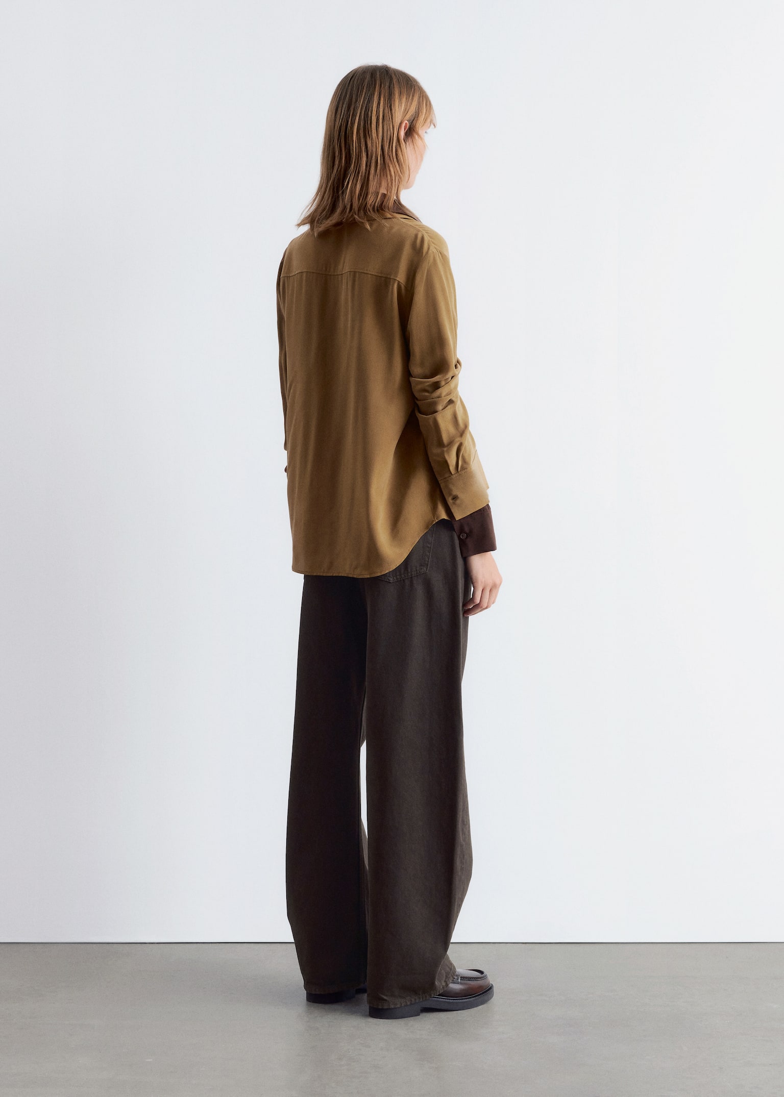 Silk Shirt - Khaki Brown/Dark Red/Dark Brown/Black - 5