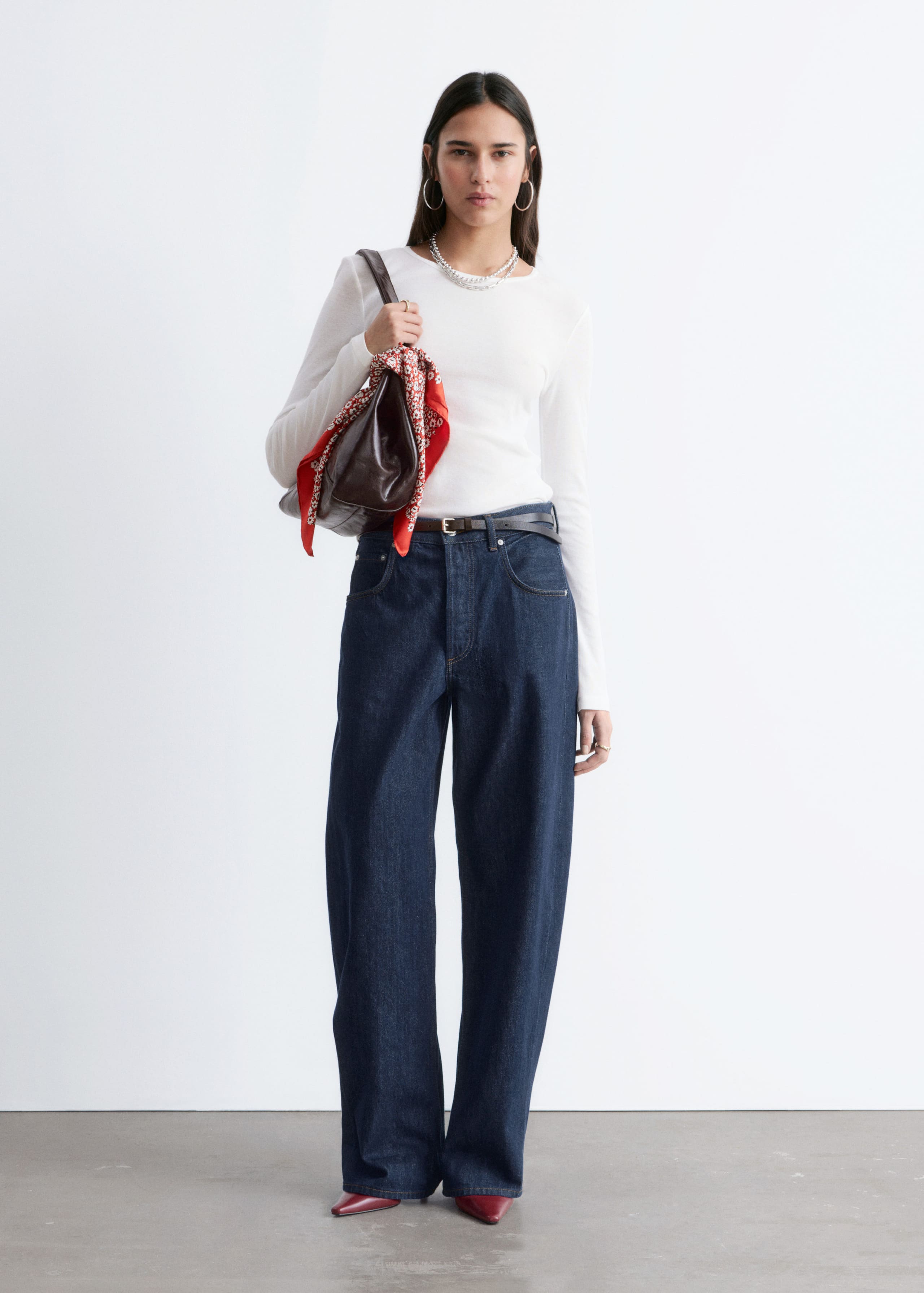 Maglia in cotone a maniche lunghe - Bianco - Lookbook