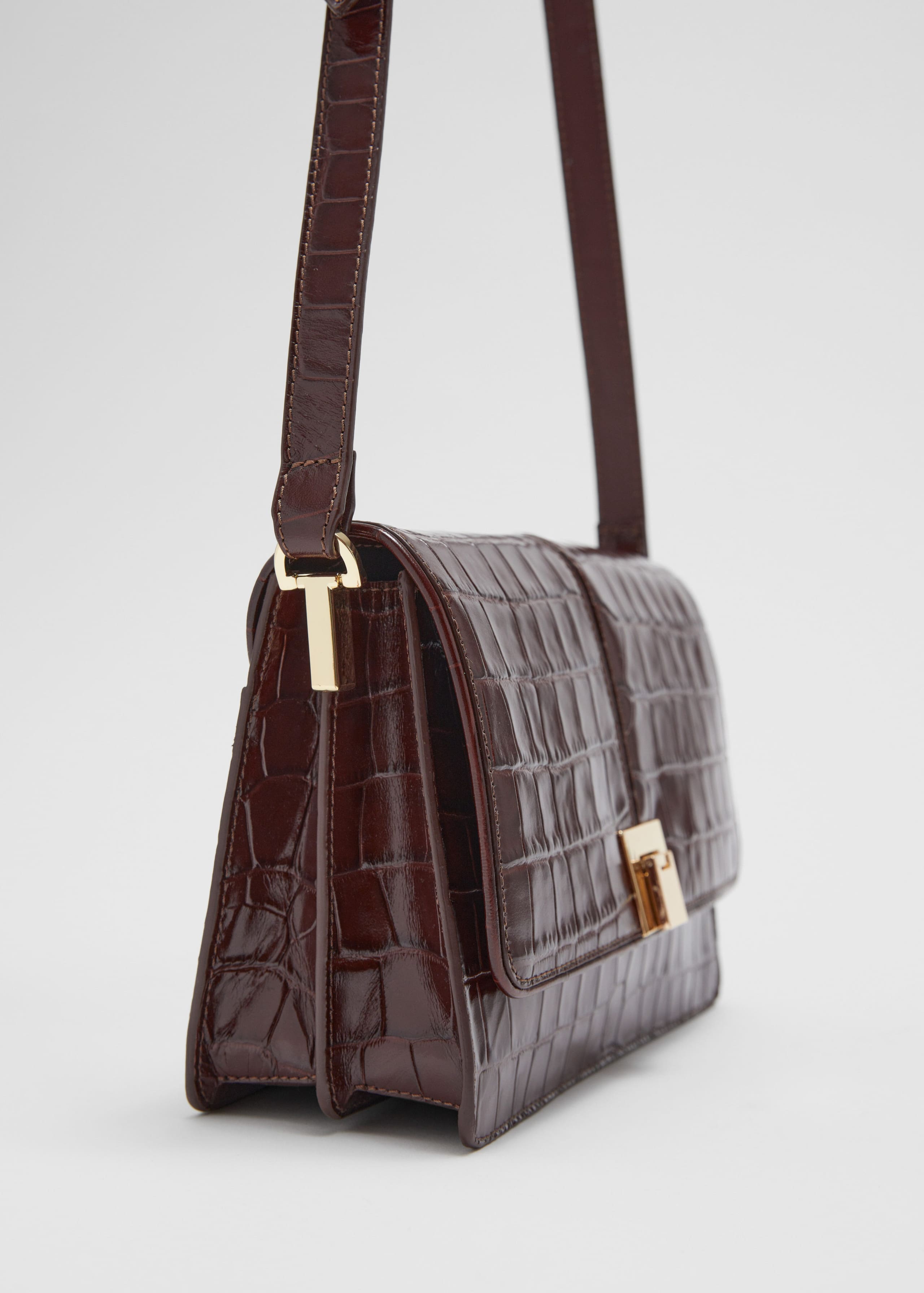 Lederhandtasche in Krokooptik - {{variantName}} - Beschreibendes Detail