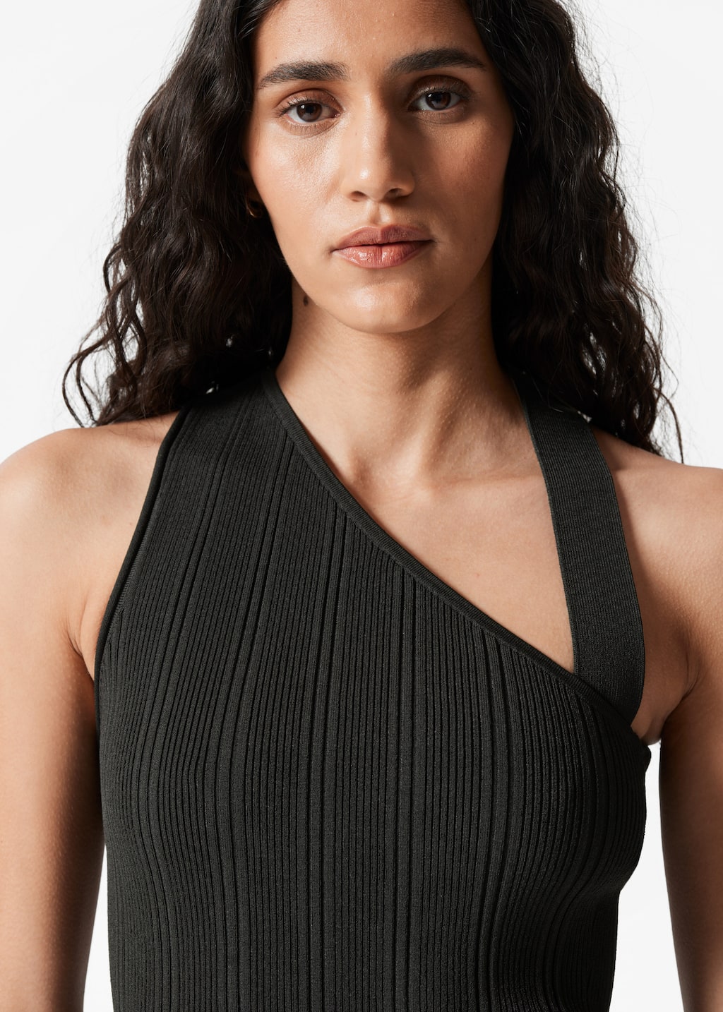 Image of Asymmetric Rib-Knit Top