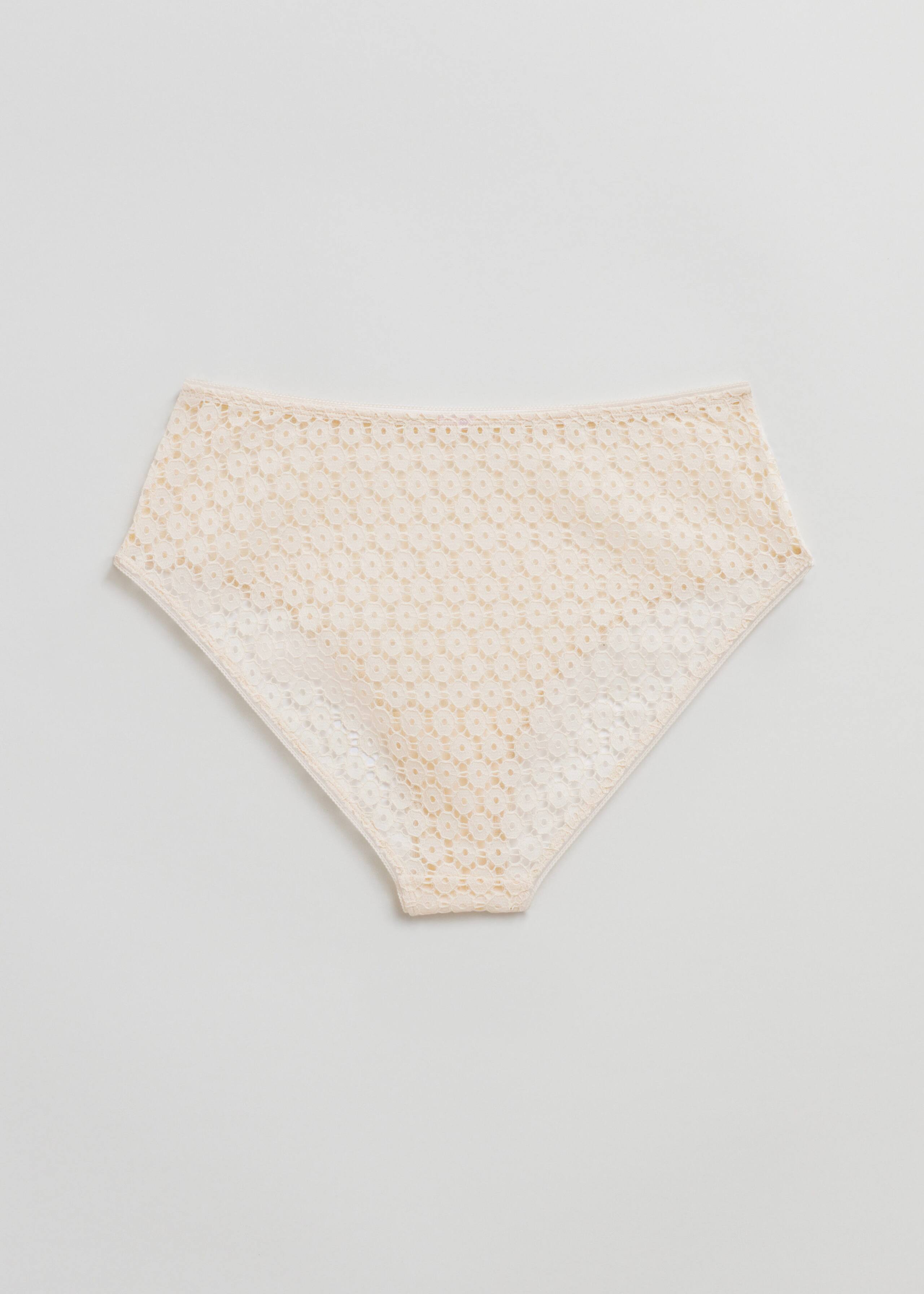 Floral Lace High Waist Briefs - Cream - Natura morta